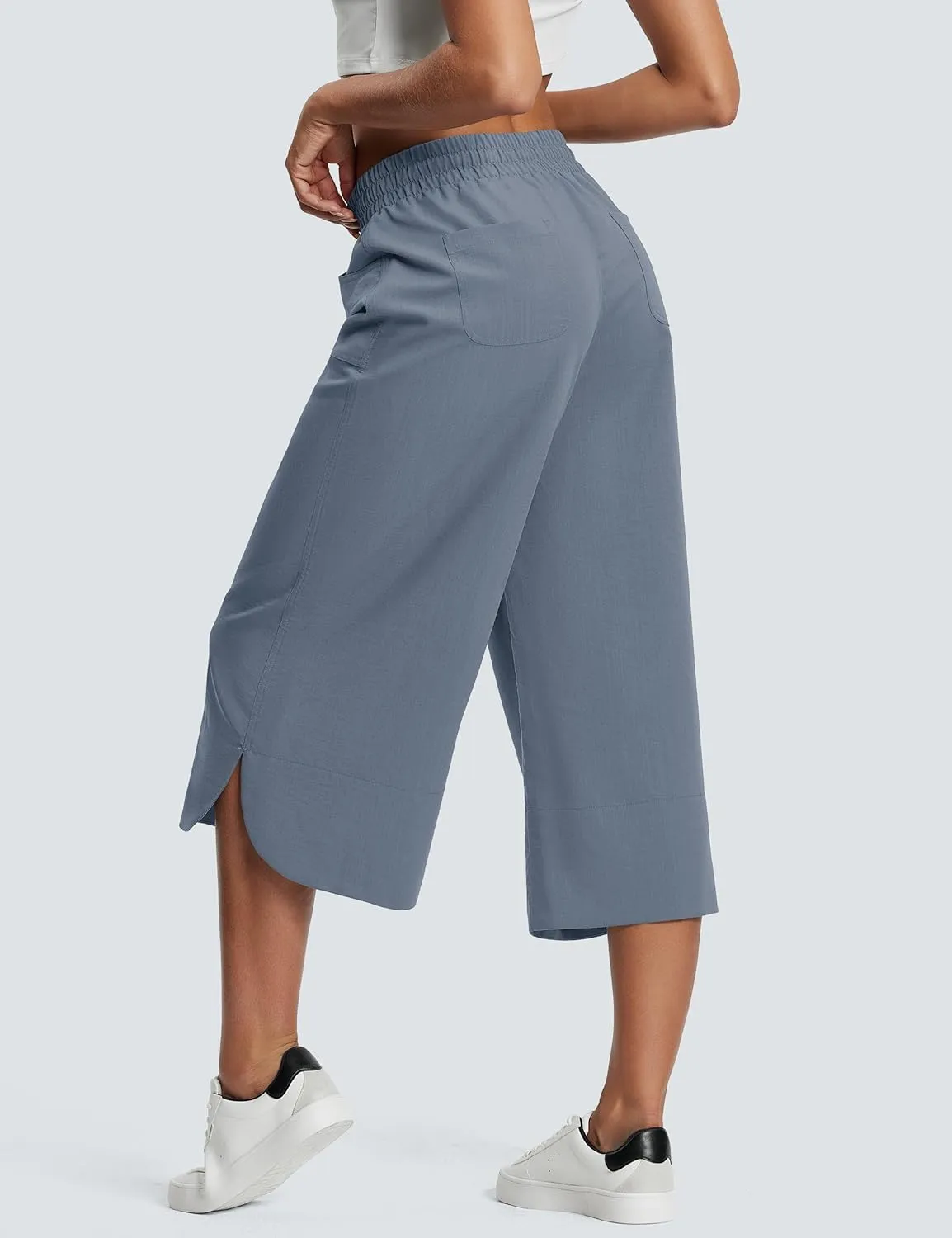 18" Capri Pants for Women Wide Leg Capris with Pockets for Women Lightweight Womens Capris for Summer Yoga Casual