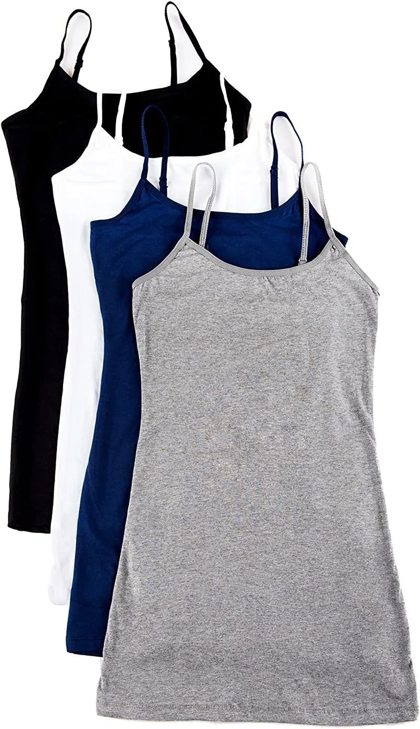 3 or 4 Pack- Active Basic Cami Tanks in Many Colors (Medium), Black, H Gray, White, Navy
