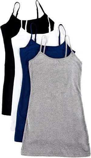 3 or 4 Pack- Active Basic Cami Tanks in Many Colors (Medium), Black, H Gray, White, Navy