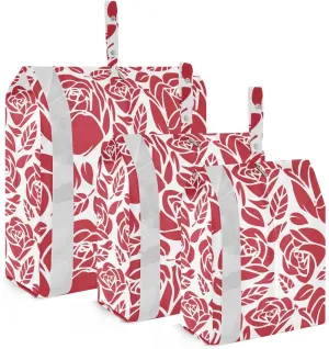 3 Set Packing Cubes Travel Luggage Packing Organizers with Handle and Transparent PVC Waterproof Packing Cubes for Suitcases Accessories in 3 Sizes Red Rose