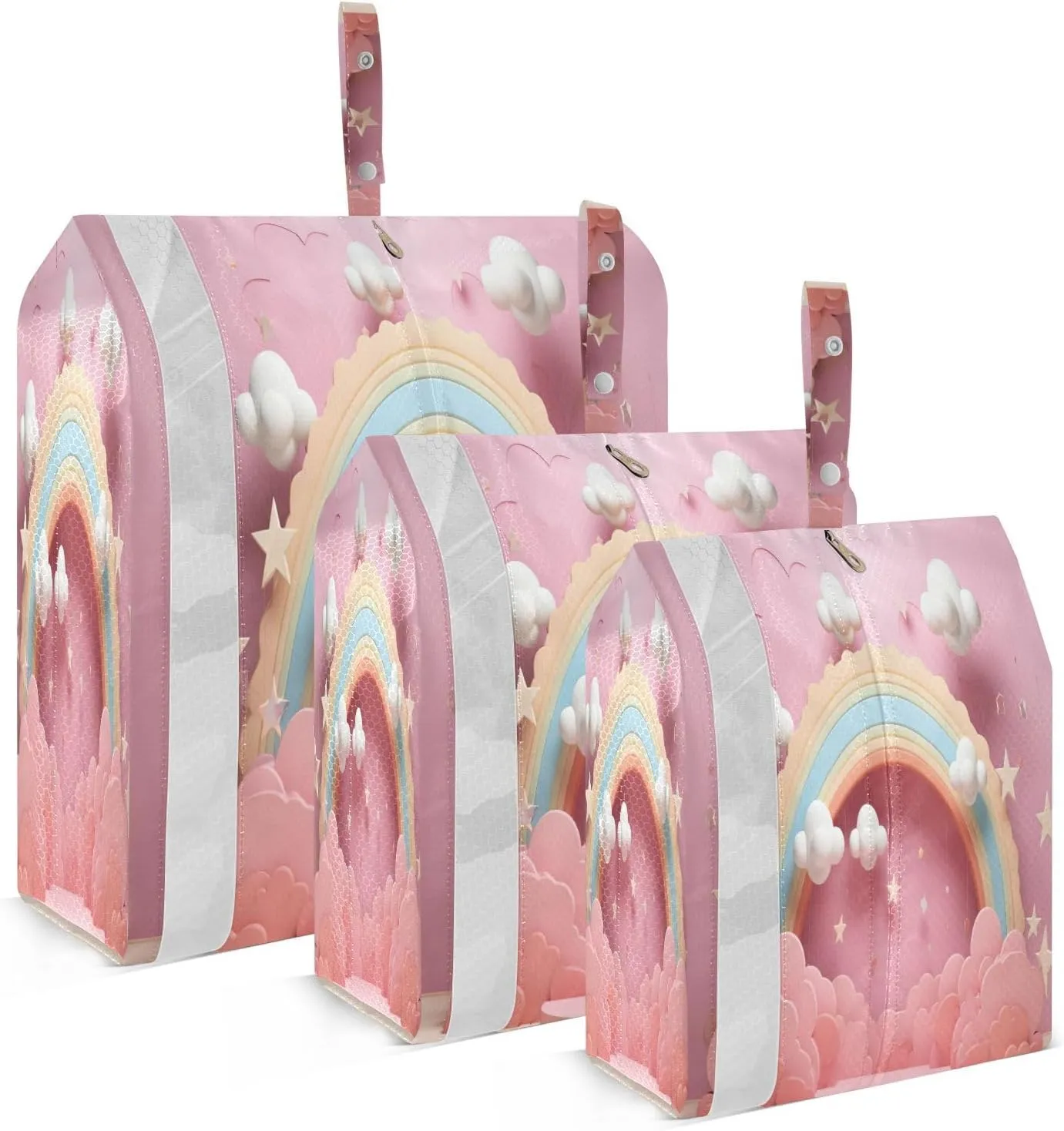 3d Rainbow Clouds Packing Cubes for Suitcases 3 Set Compression Lightweight Luggage Packing Organizers for Carry on Suitcase Travel Essentials Luggage Organizer Bags Set