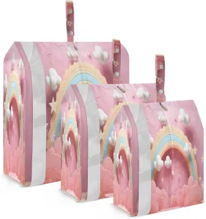 3d Rainbow Clouds Packing Cubes for Suitcases 3 Set Compression Lightweight Luggage Packing Organizers for Carry on Suitcase Travel Essentials Luggage Organizer Bags Set