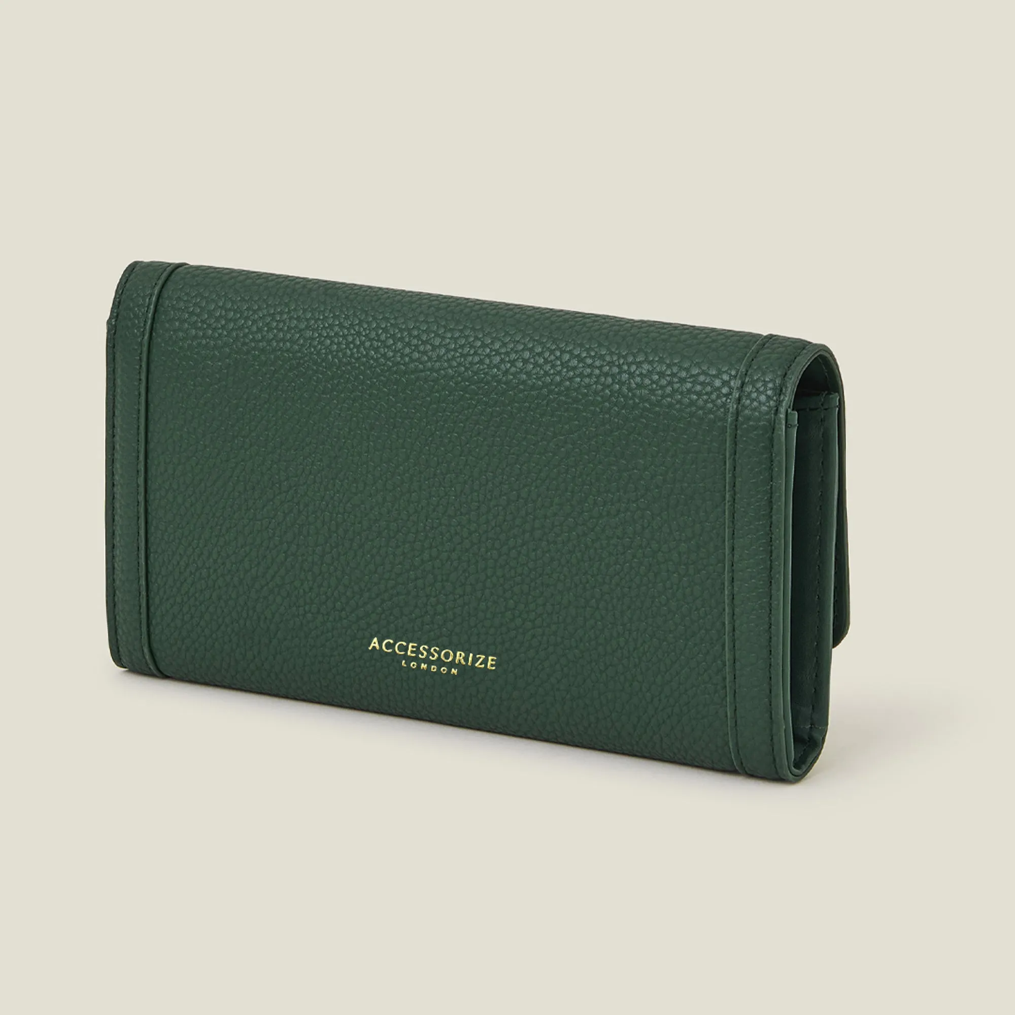Accessorize London Women's Green Metal Detail Faux Leather Purse