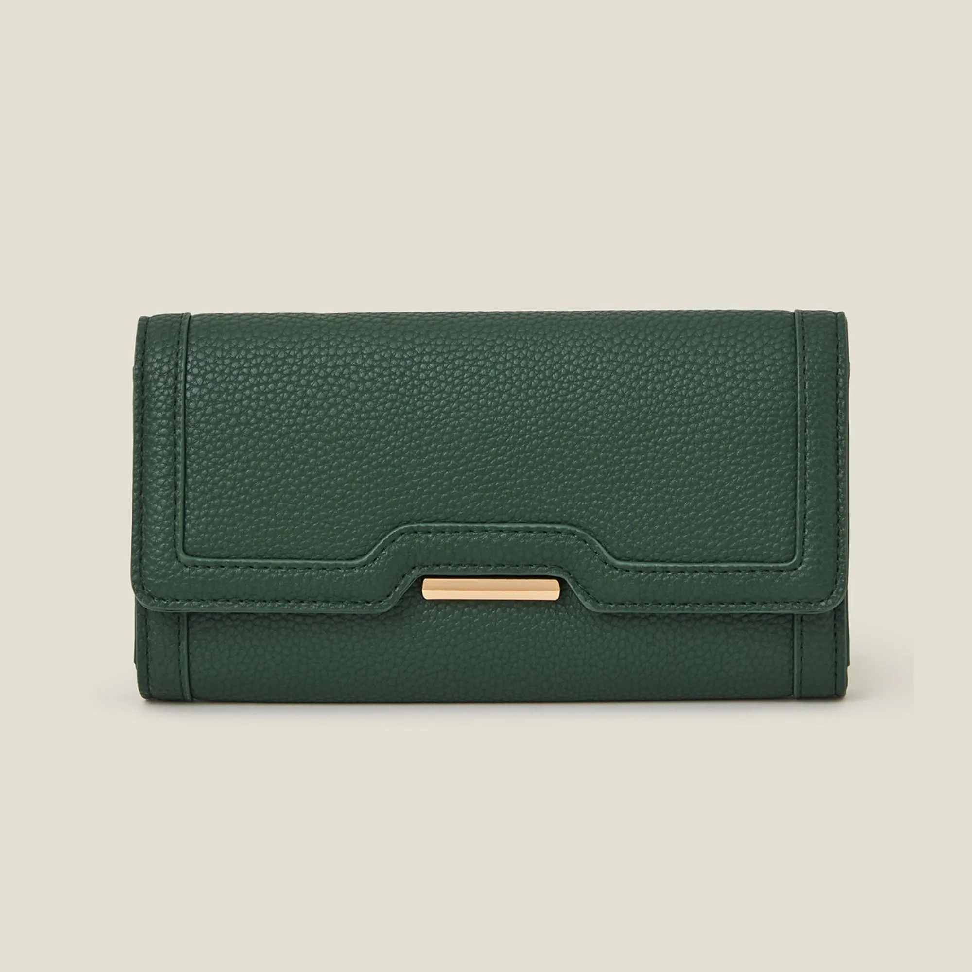 Accessorize London Women's Green Metal Detail Faux Leather Purse