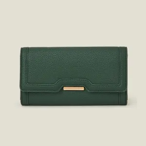 Accessorize London Women's Green Metal Detail Faux Leather Purse