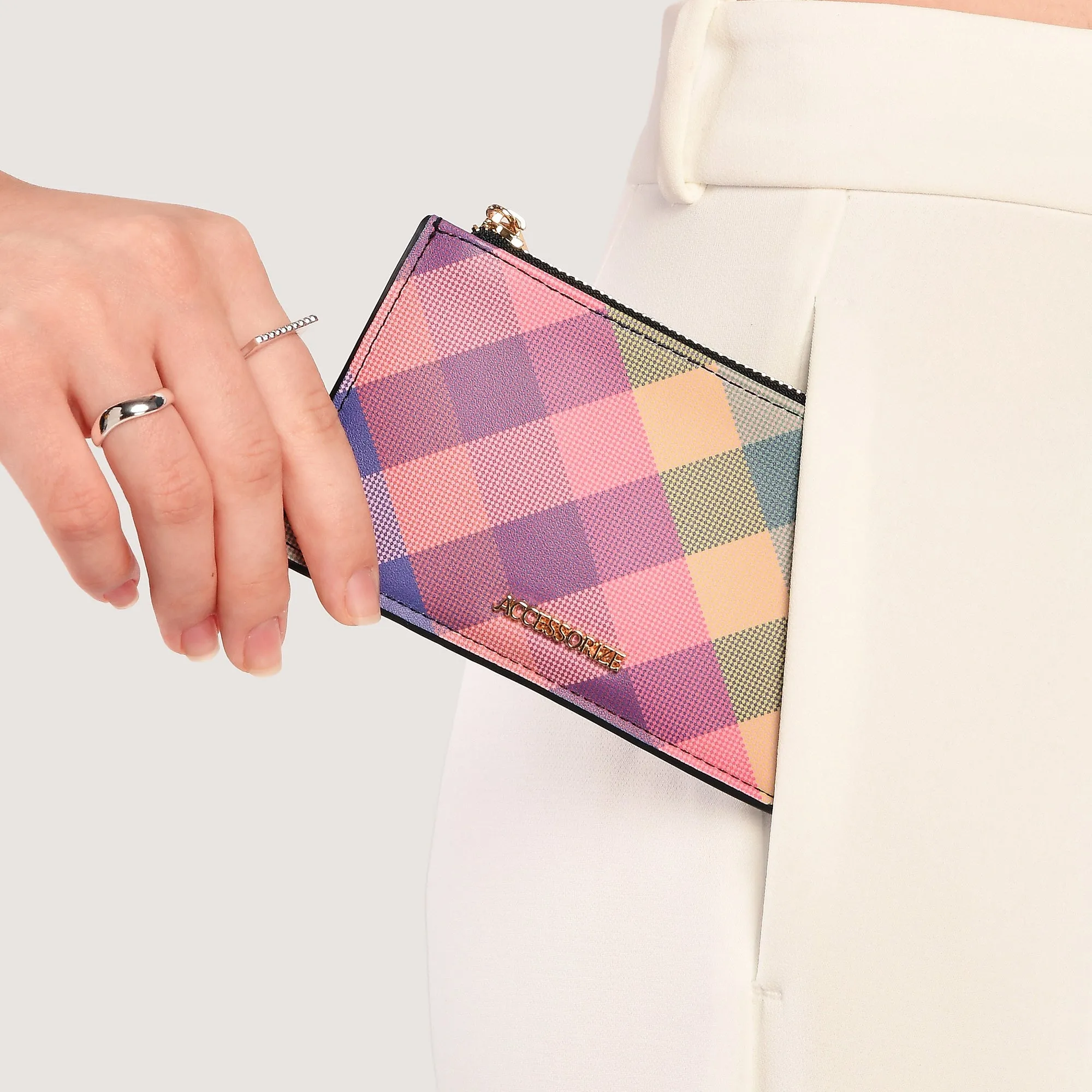 Accessorize London Women's Multi
Check Printed Cardholder