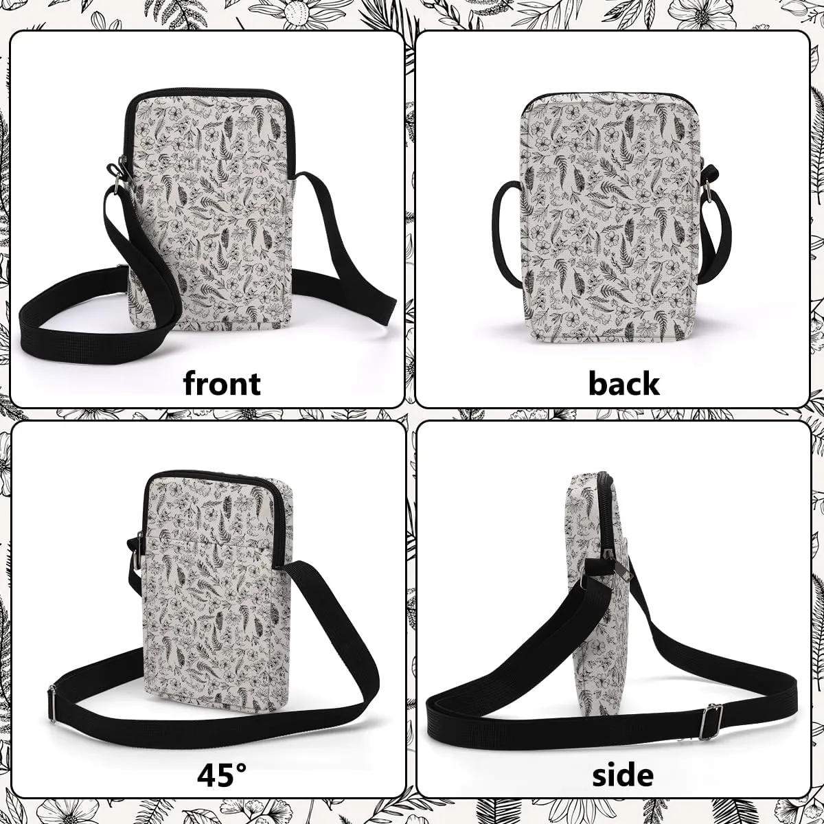 Aesthetic Floral Crossbody Bags for Women Sling Bag Multi Waterproof Small Shoulder Sling Purse Bag with Adjustable Strap Cell Phone Bags for Women Girls Friends Sister Camping Travel Work Friendship