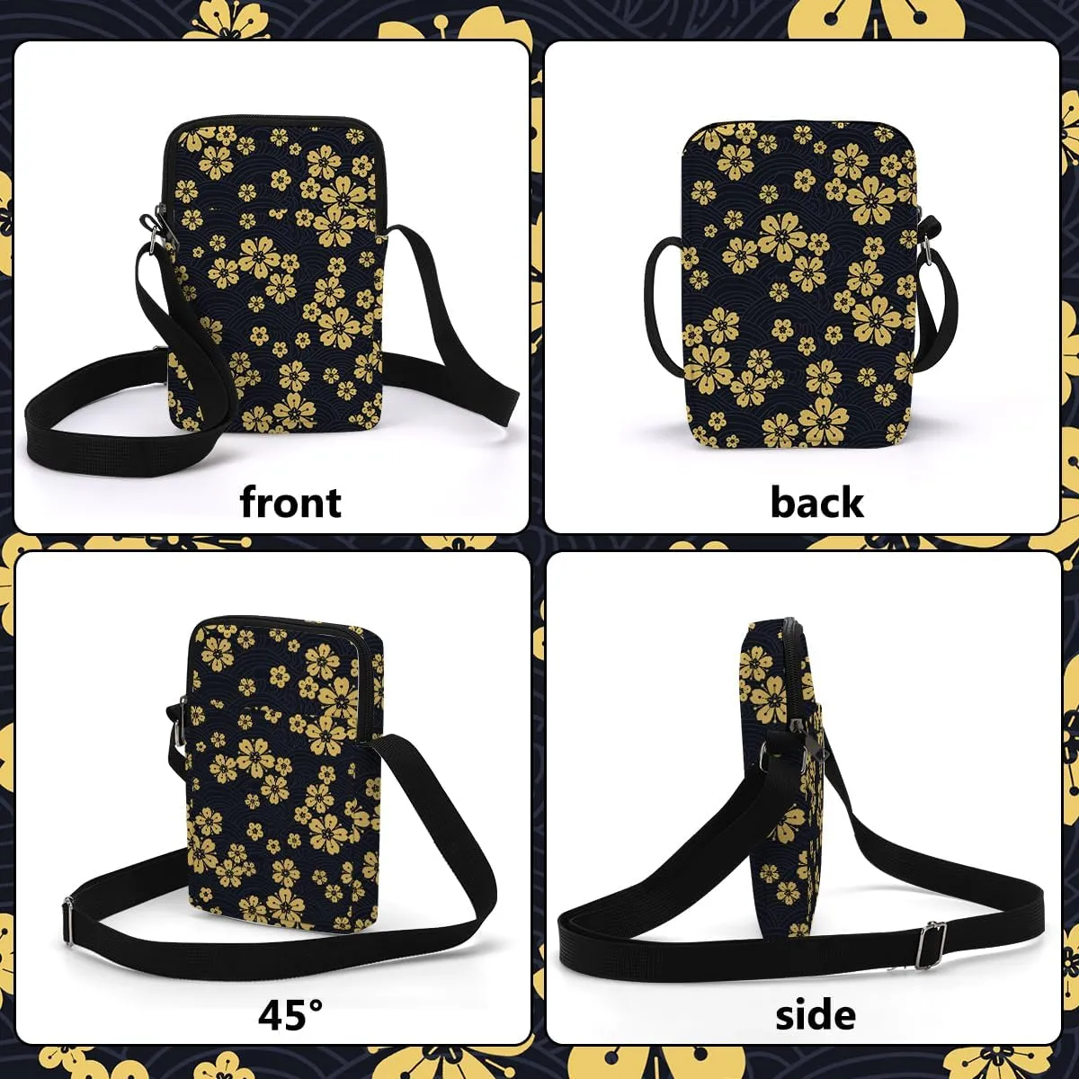 Aesthetic Floral Crossbody Bags for Women Sling Bag Multi Waterproof Small Shoulder Sling Purse Bag with Adjustable Strap Cell Phone Bags for Women Girls Friends Sister Camping Vacation Friendship
