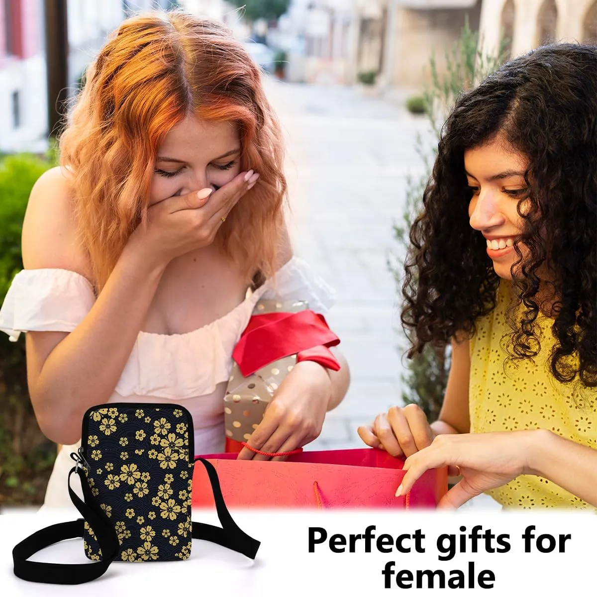Aesthetic Floral Crossbody Bags for Women Sling Bag Multi Waterproof Small Shoulder Sling Purse Bag with Adjustable Strap Cell Phone Bags for Women Girls Friends Sister Camping Vacation Friendship