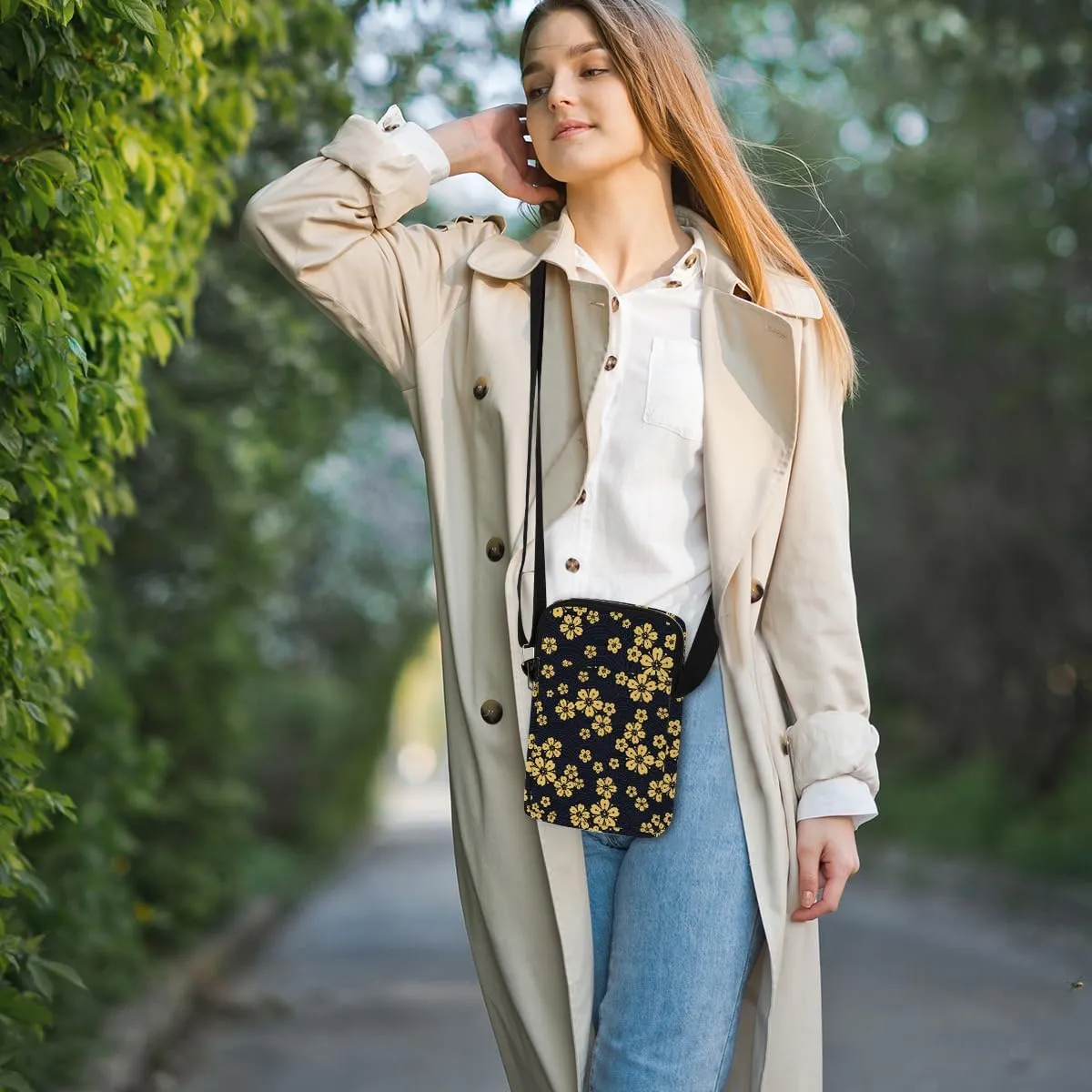 Aesthetic Floral Crossbody Bags for Women Sling Bag Multi Waterproof Small Shoulder Sling Purse Bag with Adjustable Strap Cell Phone Bags for Women Girls Friends Sister Camping Vacation Friendship