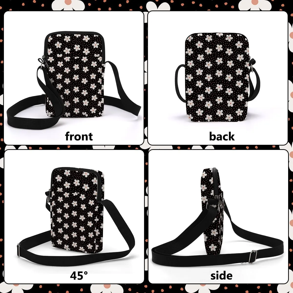 Aesthetic Floral Crossbody Bags for Women Sling Bag Multi Waterproof Small Shoulder Sling Purse Bag with Adjustable Strap Cell Phone Bags Thank You Gift for Aunt Daughter Coach Travel Camping Birthday