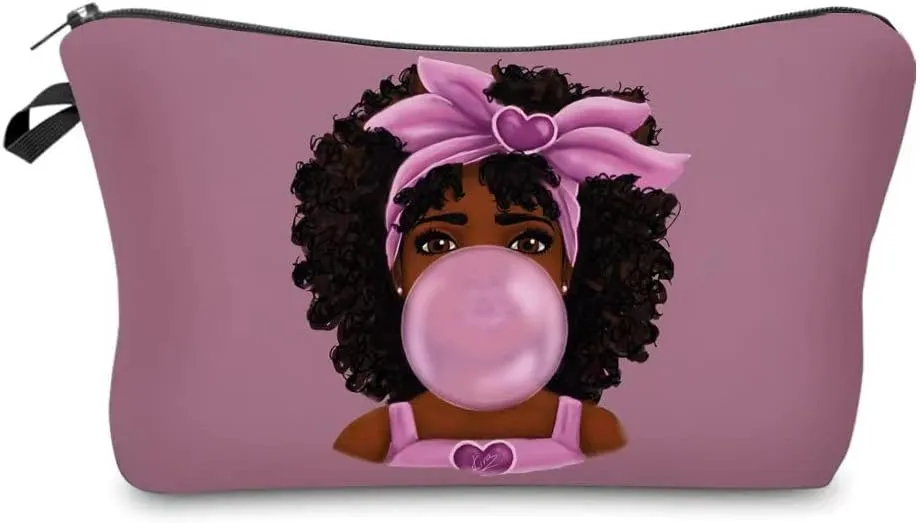 African American Makeup Bag for Purse Afro Black Cosmetic Bags for Women Inspirational Gift Small Funny Cosmetics Pouch Travel Bag Cases for Toiletries Accessories Organizer