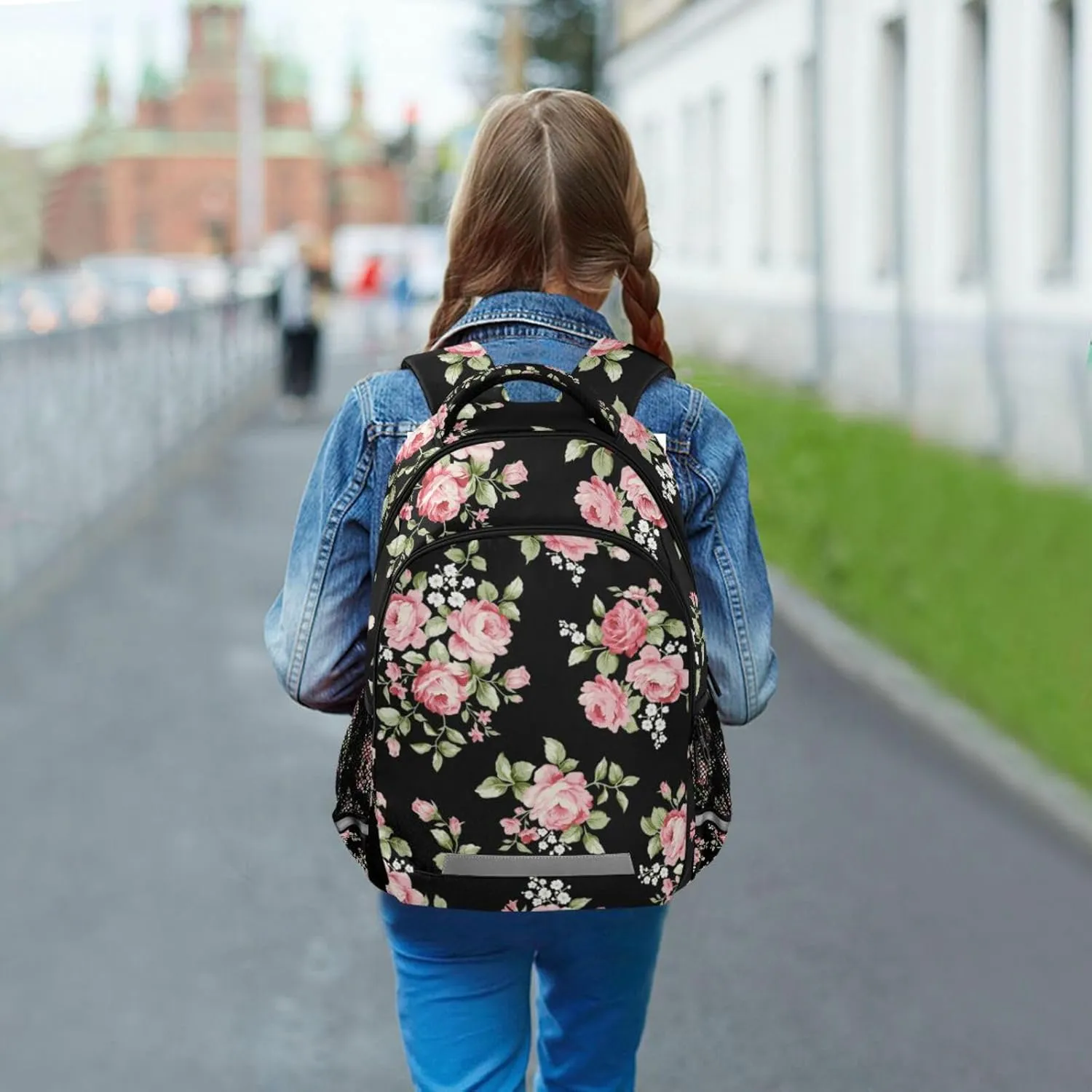 ALAZA Pink Rose Flower Floral Backpacks Travel Laptop Daypack School Book Bag for Men Women Teens Kids