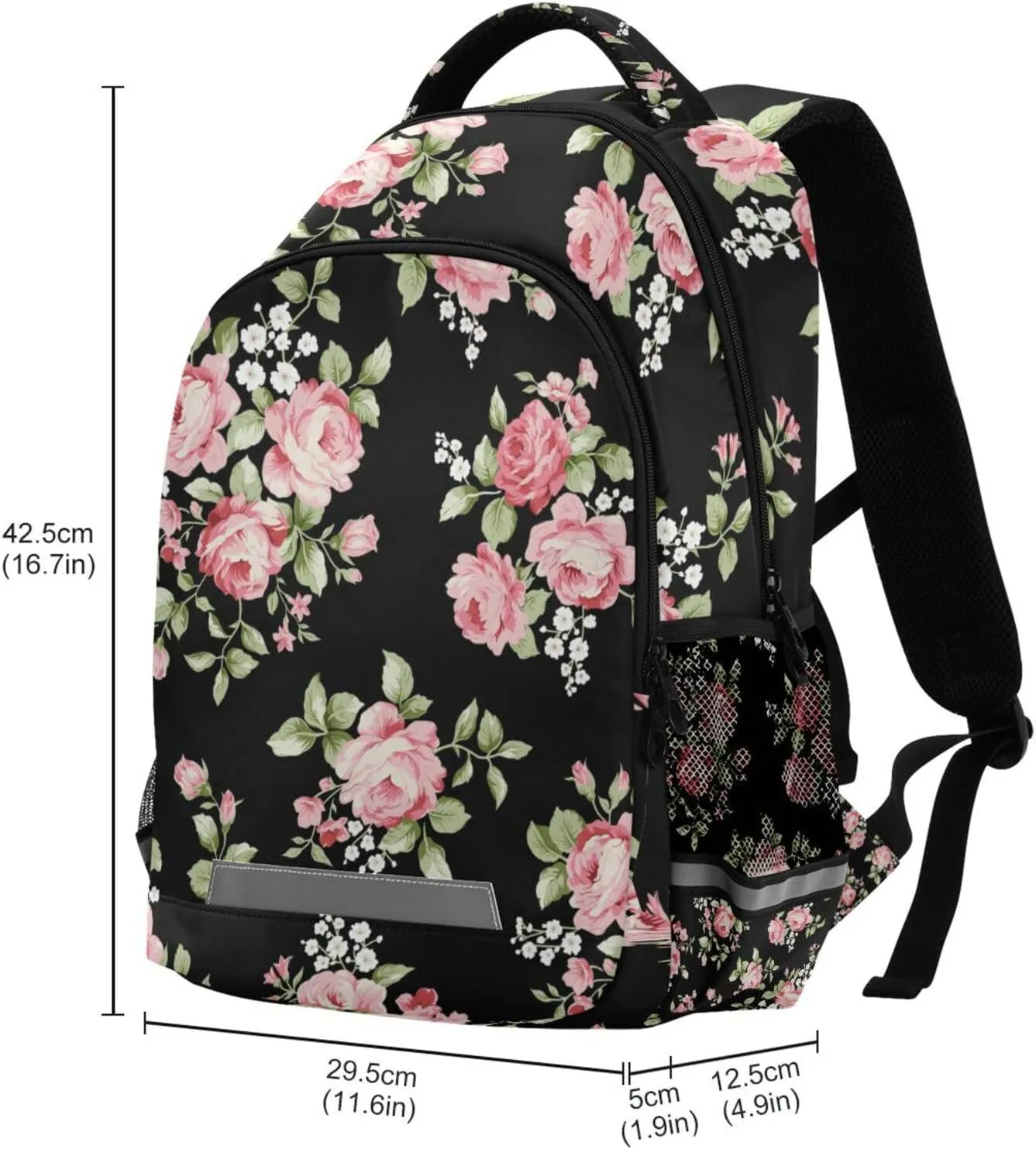 ALAZA Pink Rose Flower Floral Backpacks Travel Laptop Daypack School Book Bag for Men Women Teens Kids