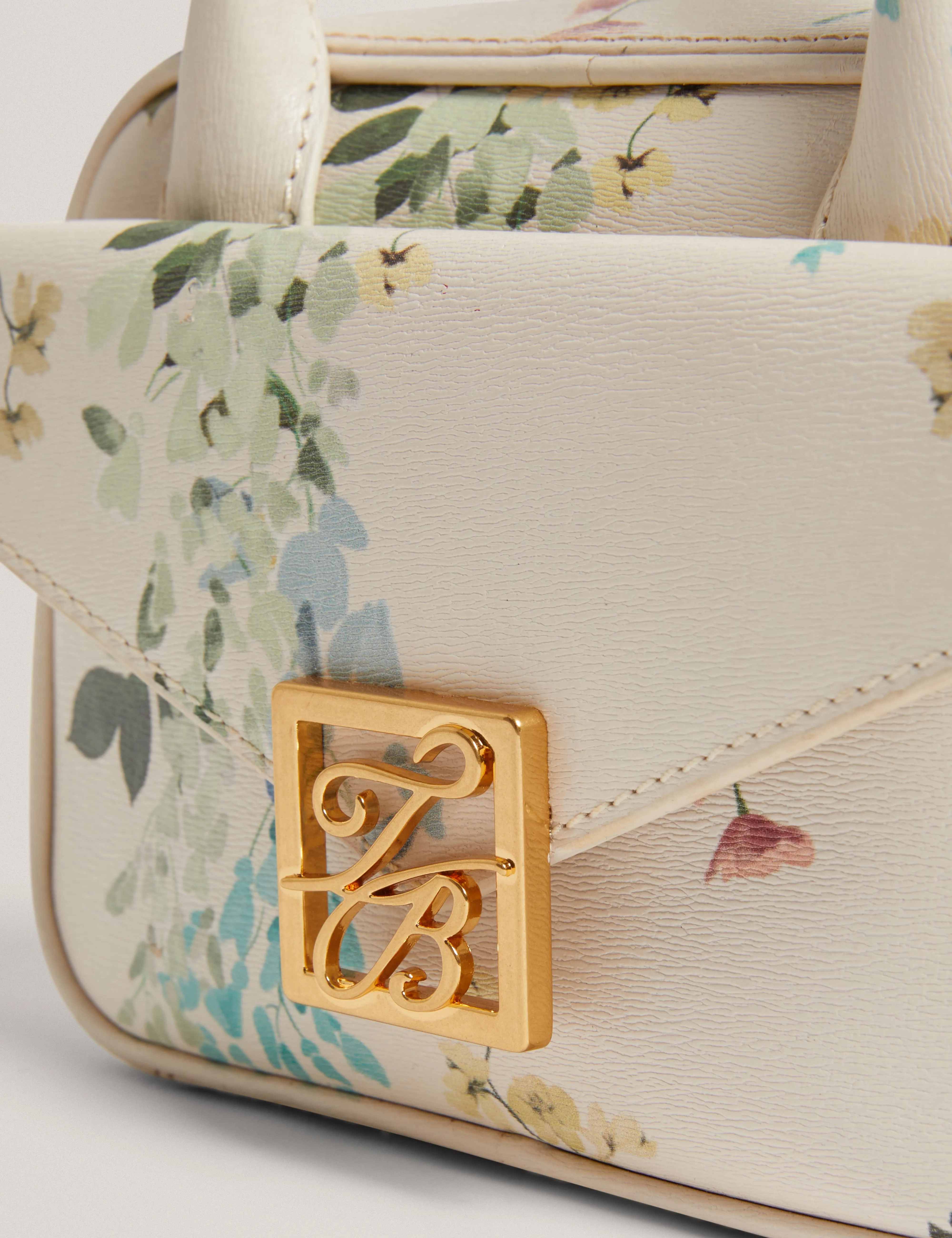 Anilee Tb Detail Floral Mini Leather Bag Ecru