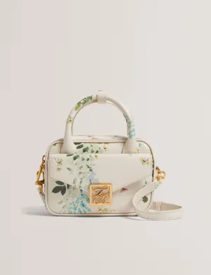 Anilee Tb Detail Floral Mini Leather Bag Ecru