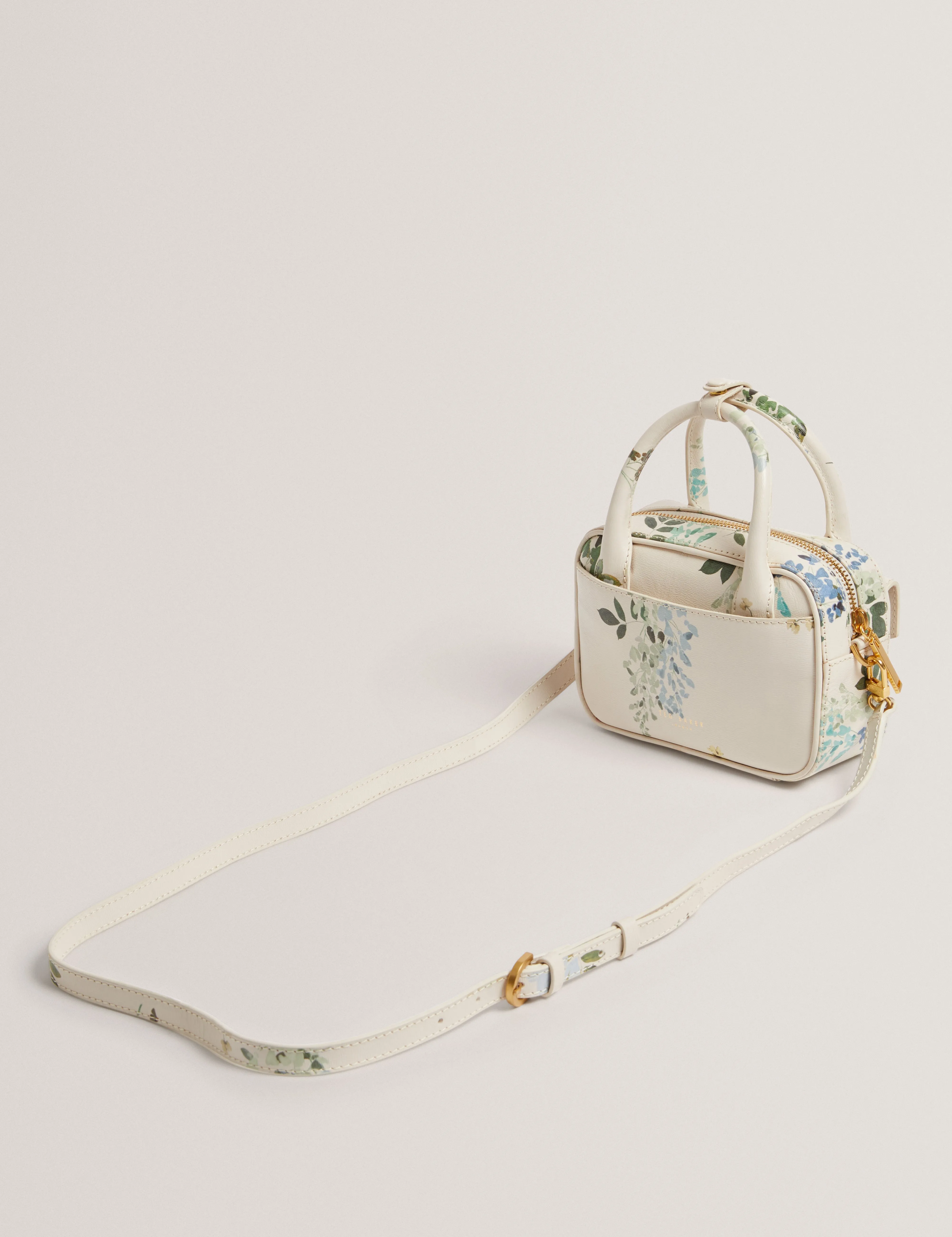 Anilee Tb Detail Floral Mini Leather Bag Ecru