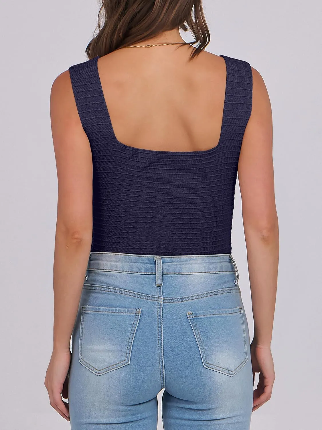 ANRABESS Tank Tops for Women 2025 Summer Square Neck Rib Knit Sleeveless Basic Slim Fit Shirts Casual Top Trendy Outfits