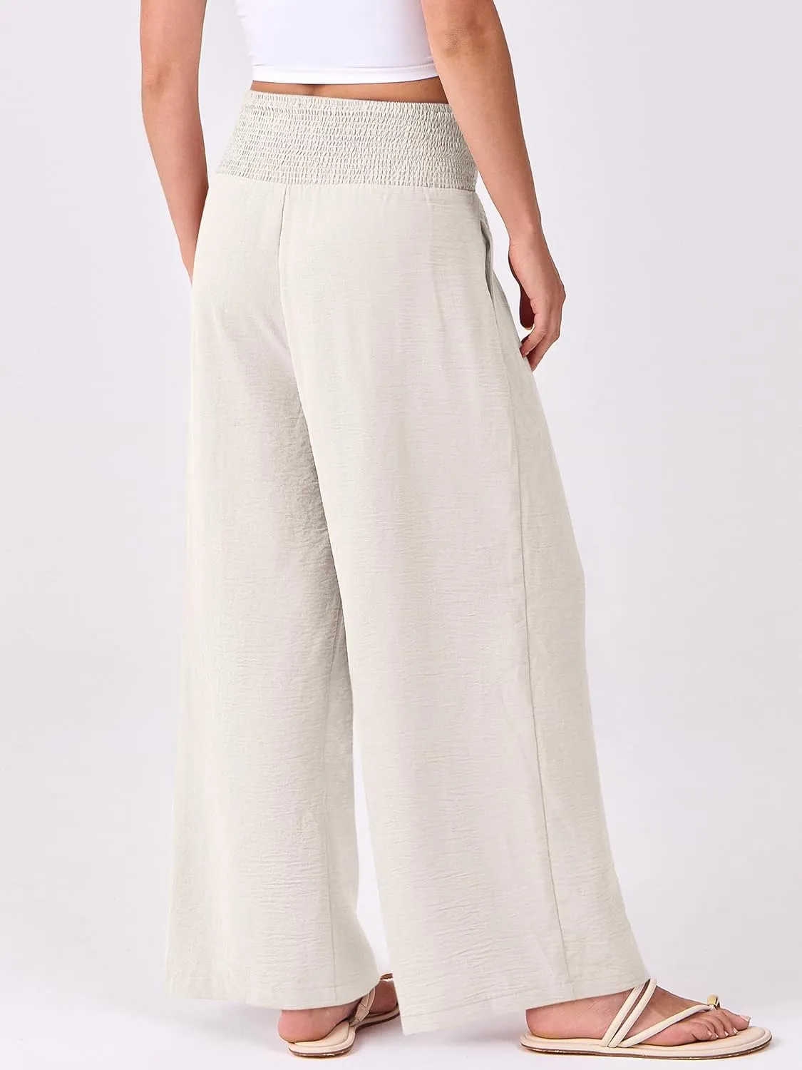 ANRABESS Women Palazzo Pants Summer Flowy Wide Leg High Waist Lounge Trousers with Pockets 2025 Casual Beach Vacation Outfits