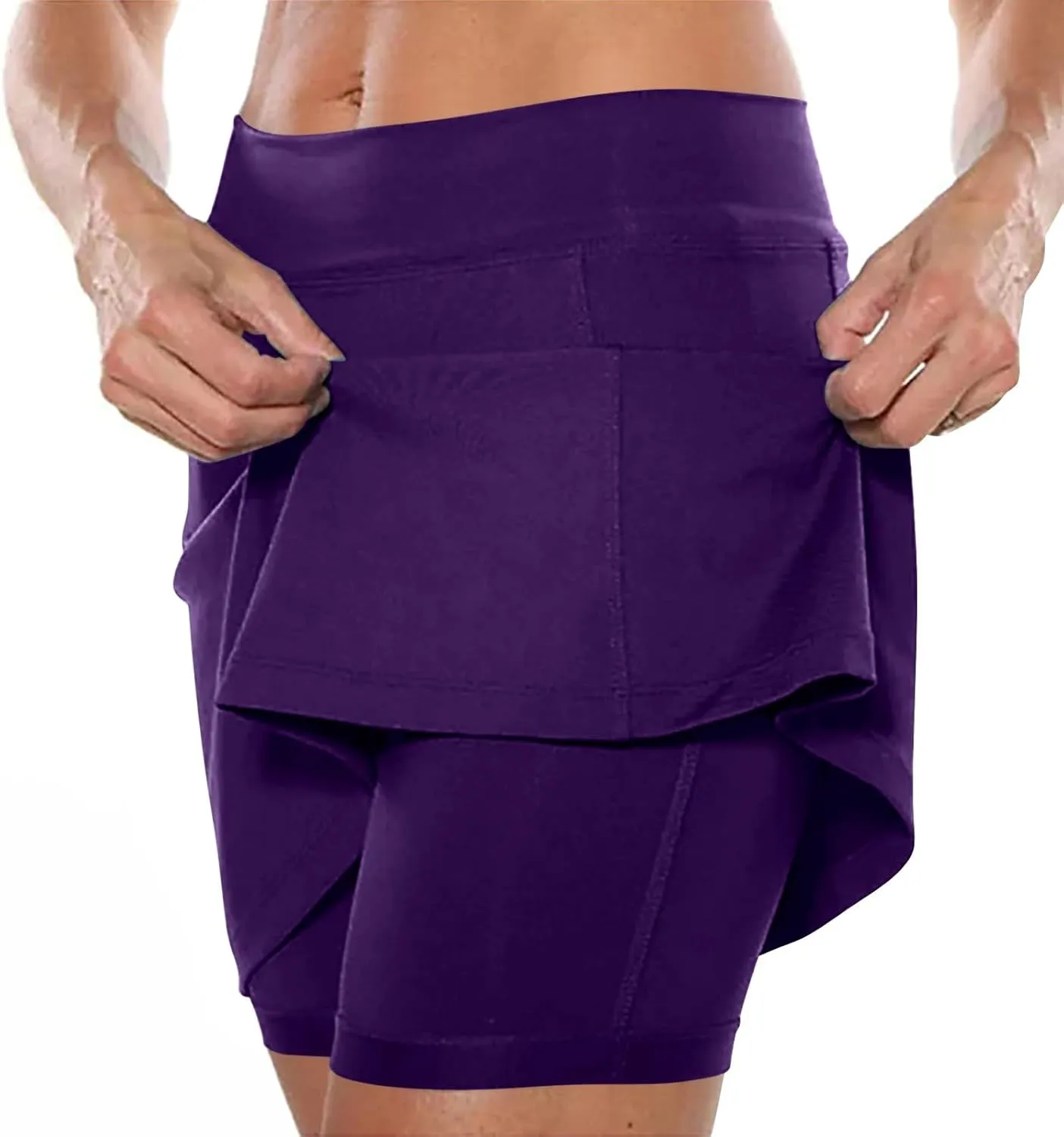 Athletic Skorts for Woman Elastic & Drawstring Tennis/Golf Skirts with Pockets Hight Waist Solid Yoga Shorts 2025