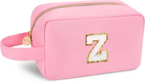 Aveniee Initial Travel Makeup Bag for Women,Monogram Cosmetic Bag Toiletry Pouch Makeup Case,Birthday Gifts for Women Best Friend Sister Teacher Mom-Pink Z