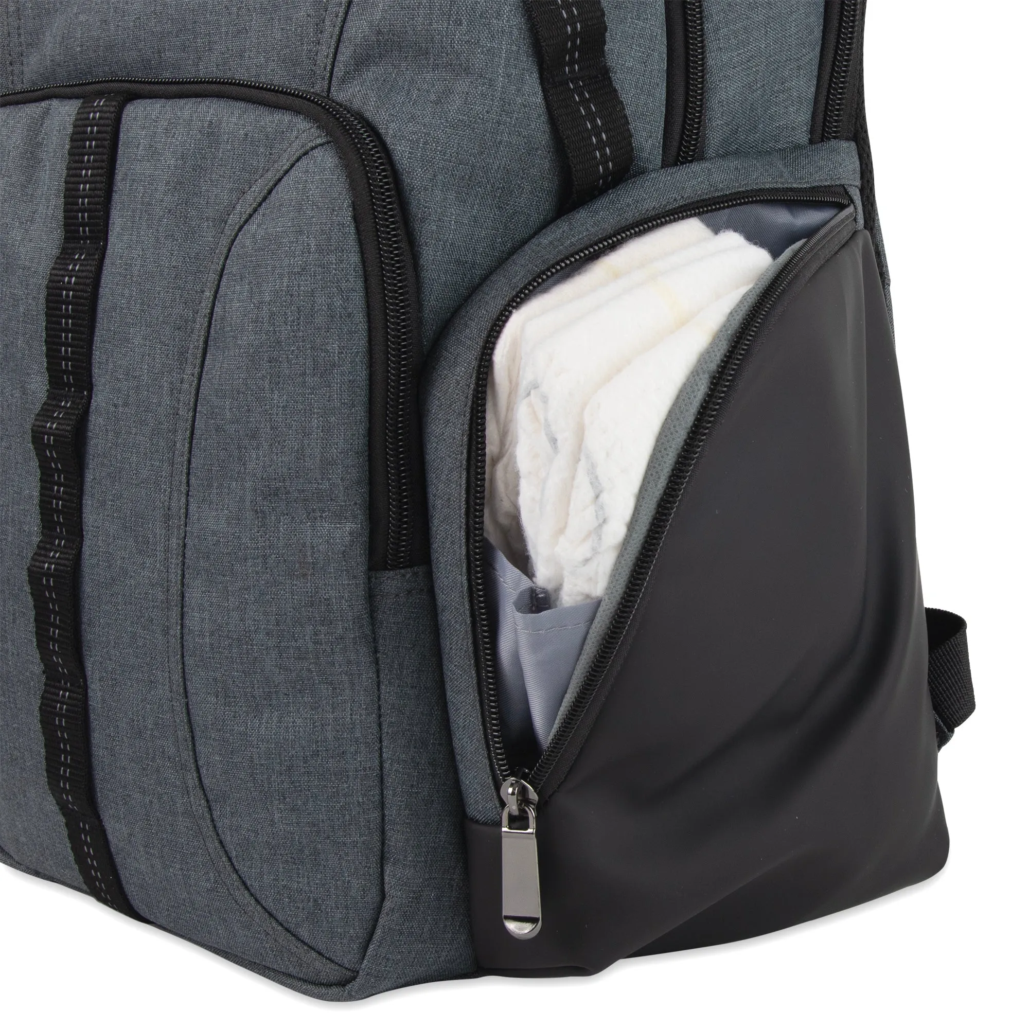 Baby Essentials Two-Tone Diaper Bag Backpack w Changing Pad - Grey
