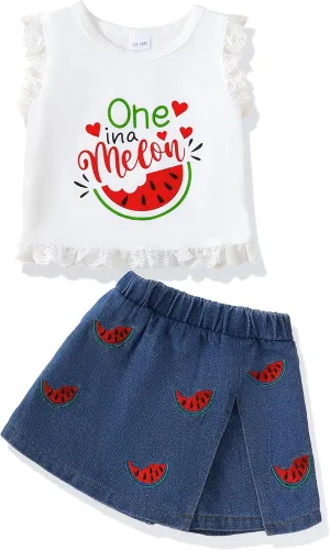 Baby Girl Clothes Toddler Girl Outfits Summer Kids Sleeveless Lace Tank Top Little Girls Denim Skort Skirt Shorts Sets