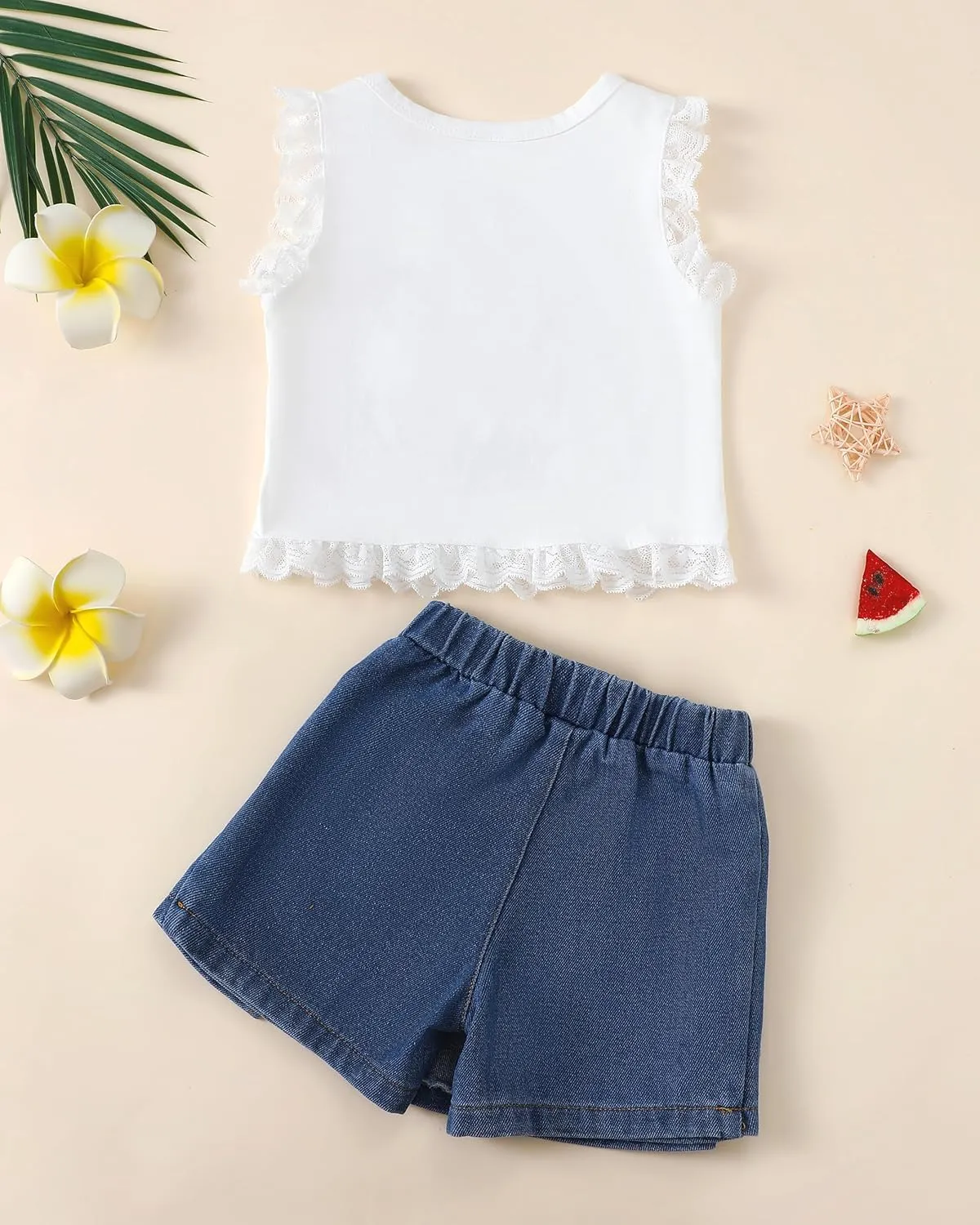 Baby Girl Clothes Toddler Girl Outfits Summer Kids Sleeveless Lace Tank Top Little Girls Denim Skort Skirt Shorts Sets