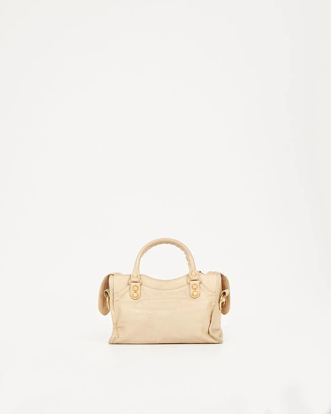 Balenciaga Beige Leather Motocross Giant 12 Mini City Bag