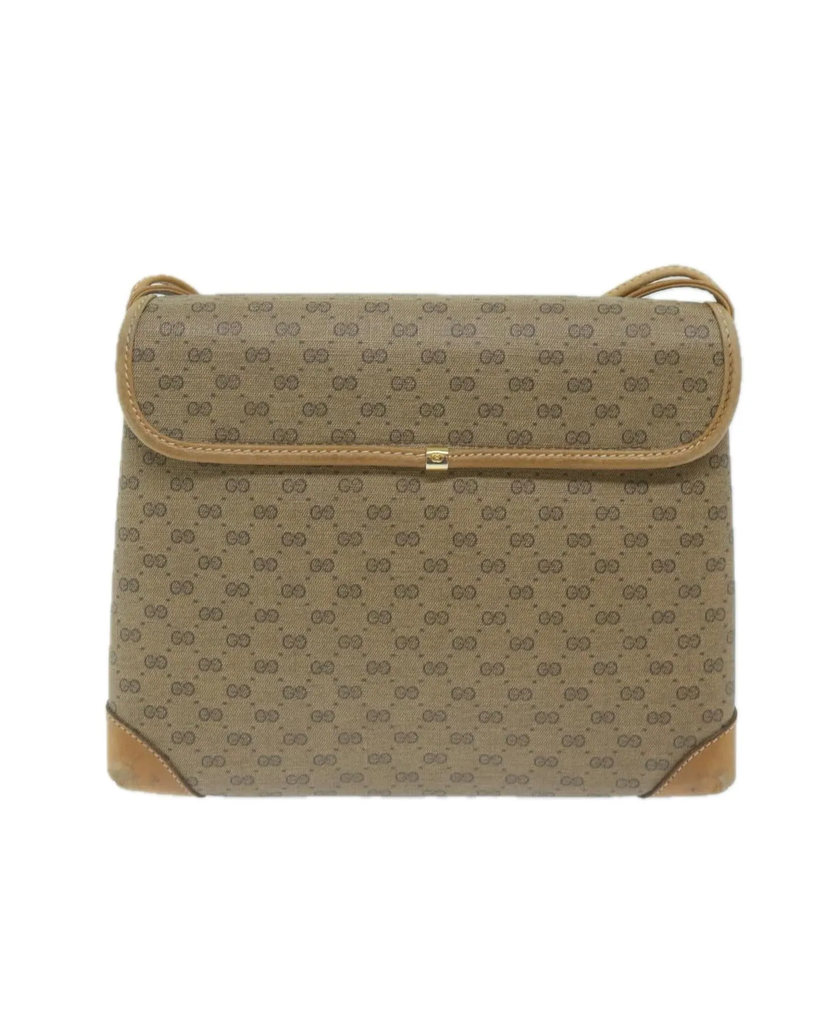 Beige Micro GG Supreme Shoulder Bag with PVC Leather and Small GG Canvas Design