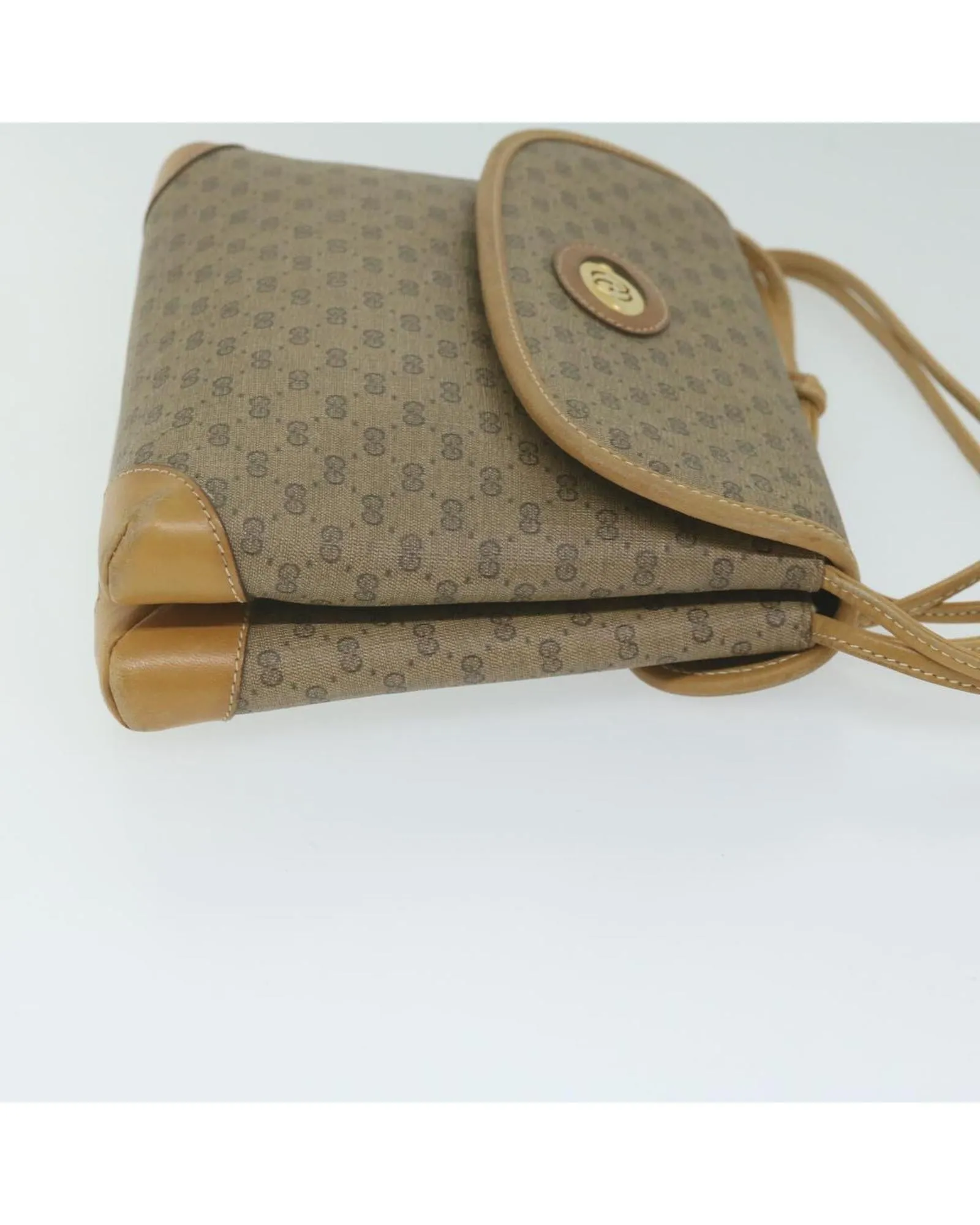 Beige Micro GG Supreme Shoulder Bag with PVC Leather and Small GG Canvas Design