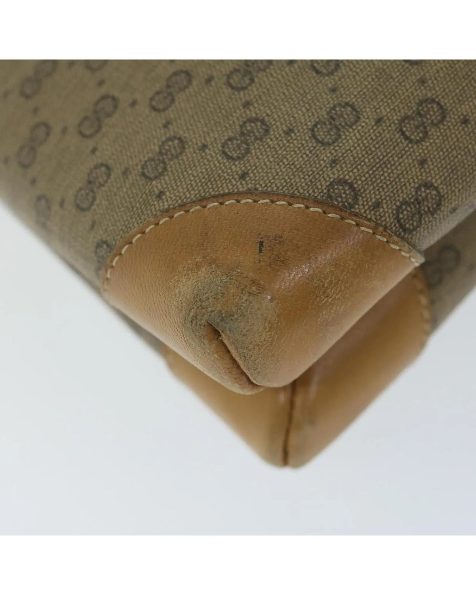 Beige Micro GG Supreme Shoulder Bag with PVC Leather and Small GG Canvas Design