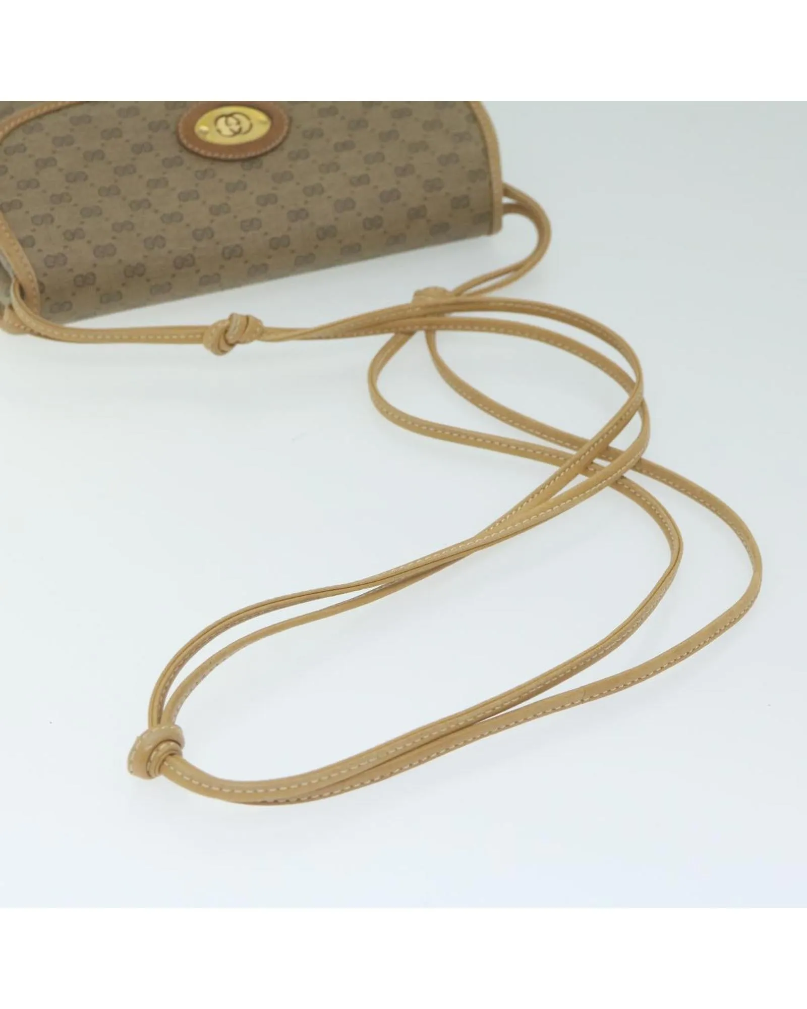 Beige Micro GG Supreme Shoulder Bag with PVC Leather and Small GG Canvas Design
