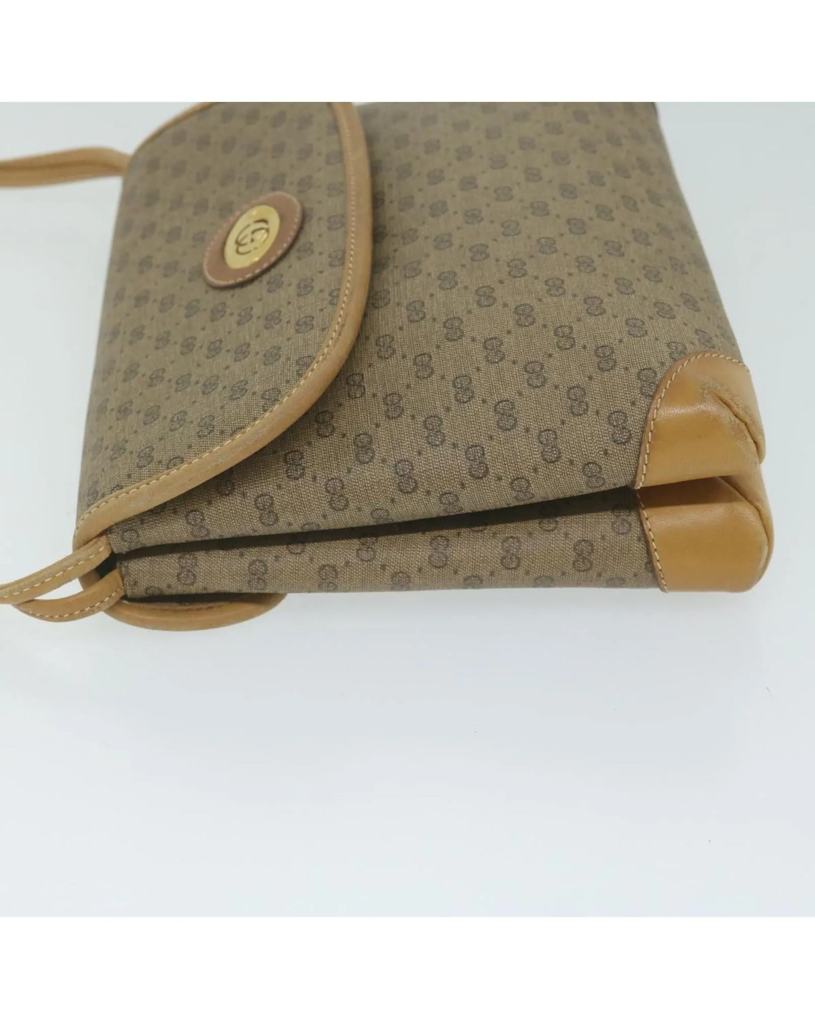 Beige Micro GG Supreme Shoulder Bag with PVC Leather and Small GG Canvas Design