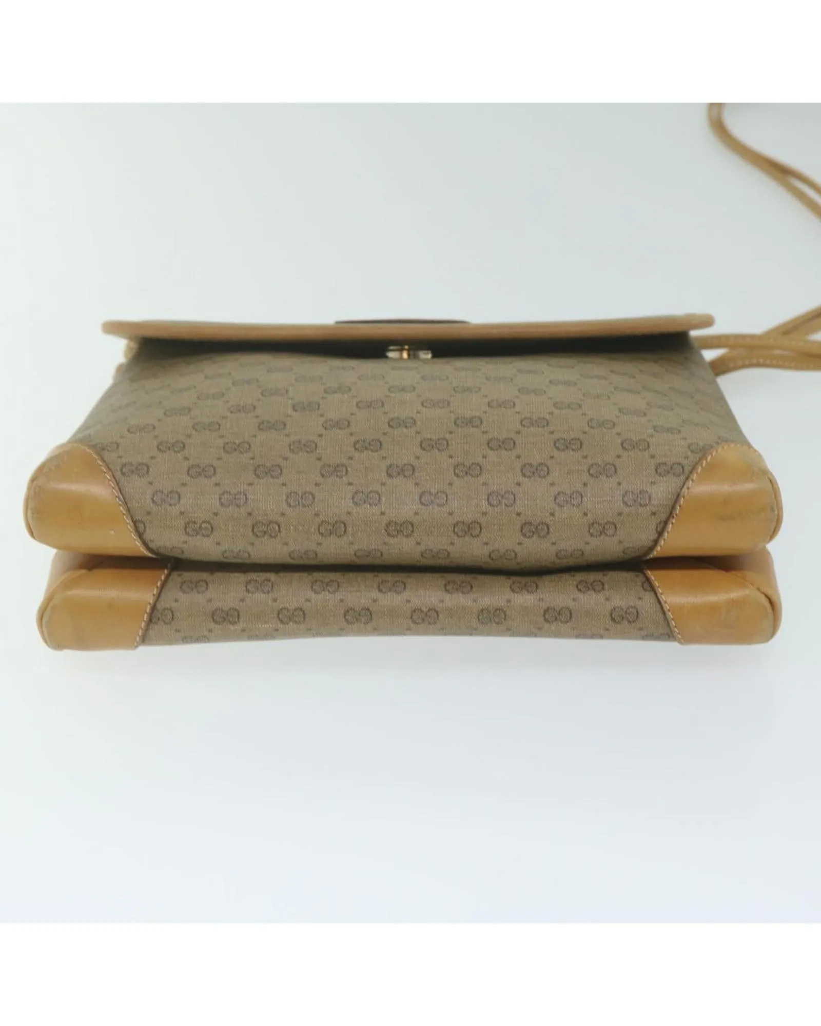 Beige Micro GG Supreme Shoulder Bag with PVC Leather and Small GG Canvas Design