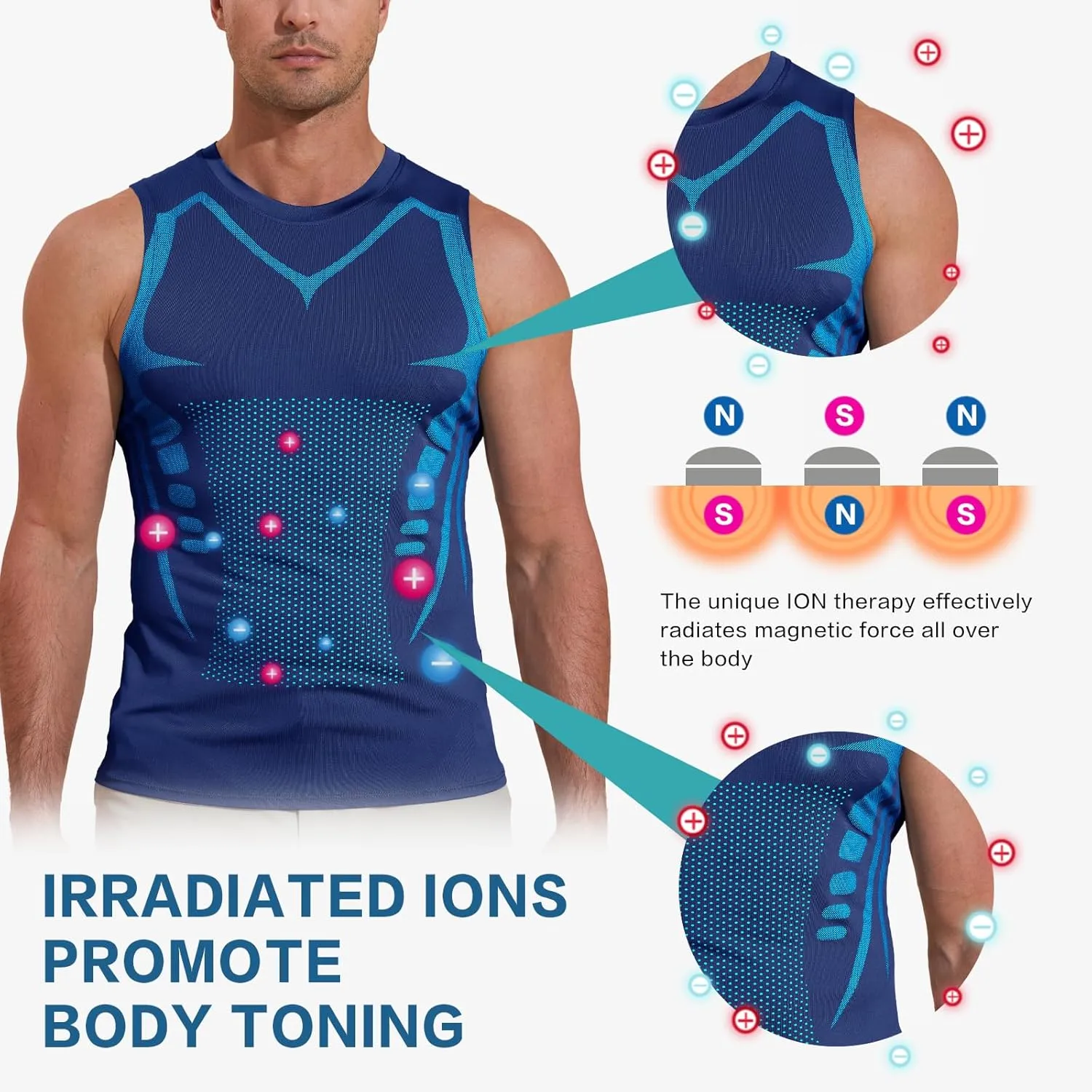 Beotyshow Ionic Shaping Sleeveless Shirt Gynecomastia Compression Tank Top Body Shaper Slimming Vest Shapewear Undershirt