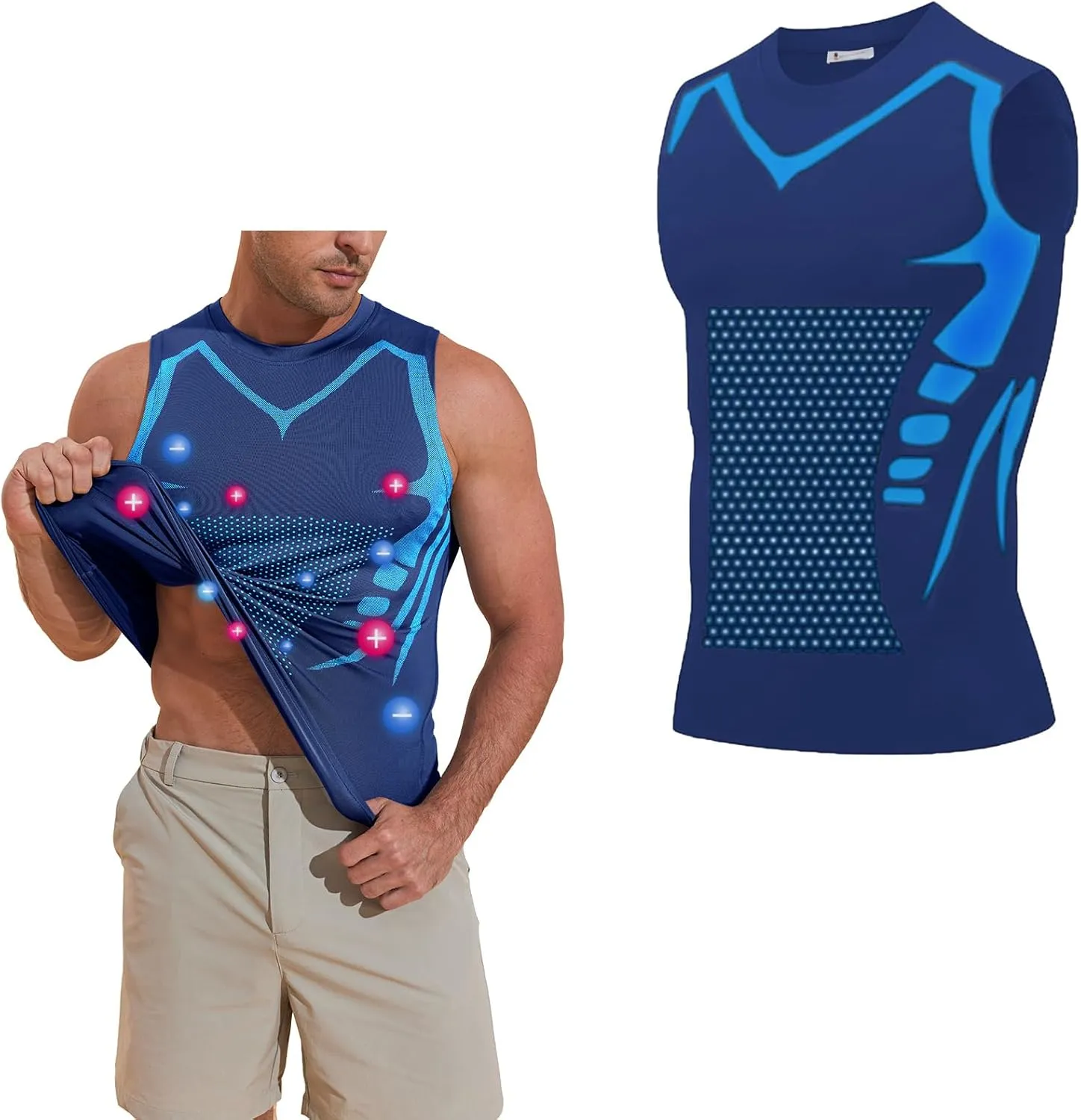 Beotyshow Ionic Shaping Sleeveless Shirt Gynecomastia Compression Tank Top Body Shaper Slimming Vest Shapewear Undershirt