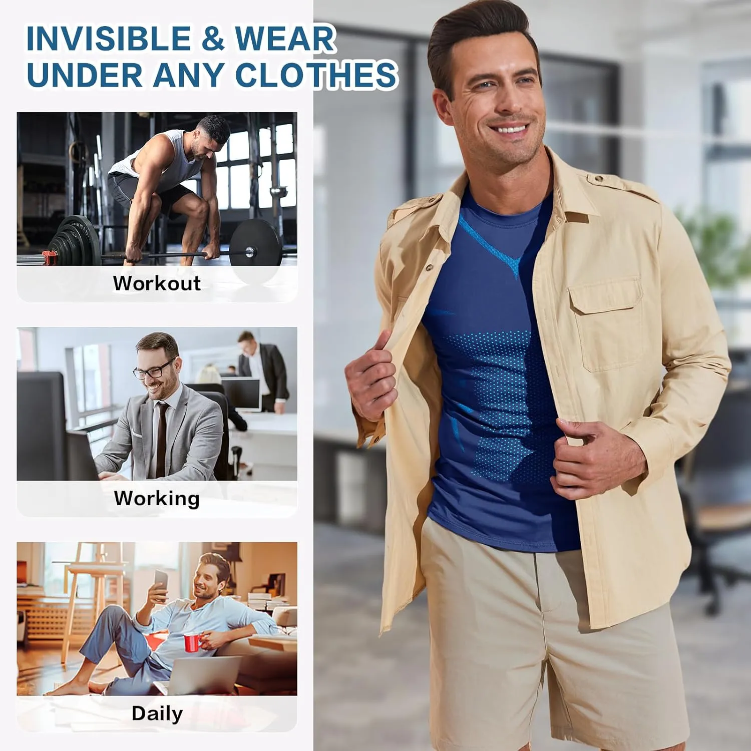 Beotyshow Ionic Shaping Sleeveless Shirt Gynecomastia Compression Tank Top Body Shaper Slimming Vest Shapewear Undershirt