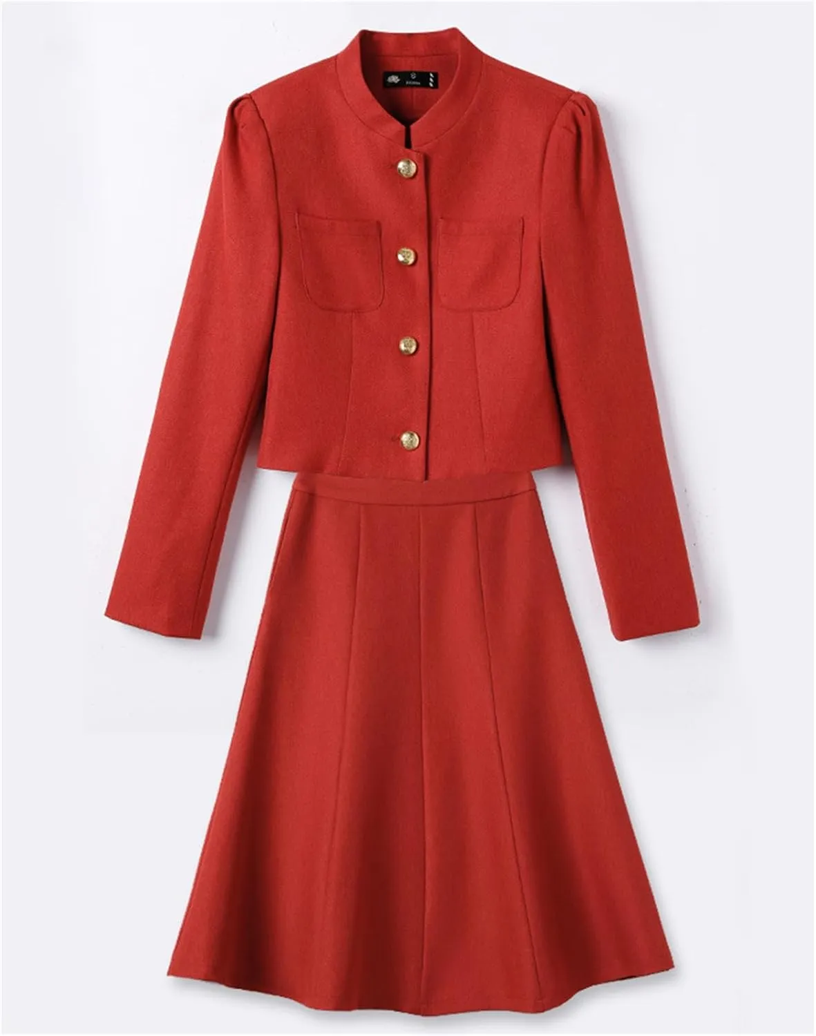 Betusline Women's Two Piece Outfits Business Short Blazer Jacket and High Waist Midi Skirt Suit Set