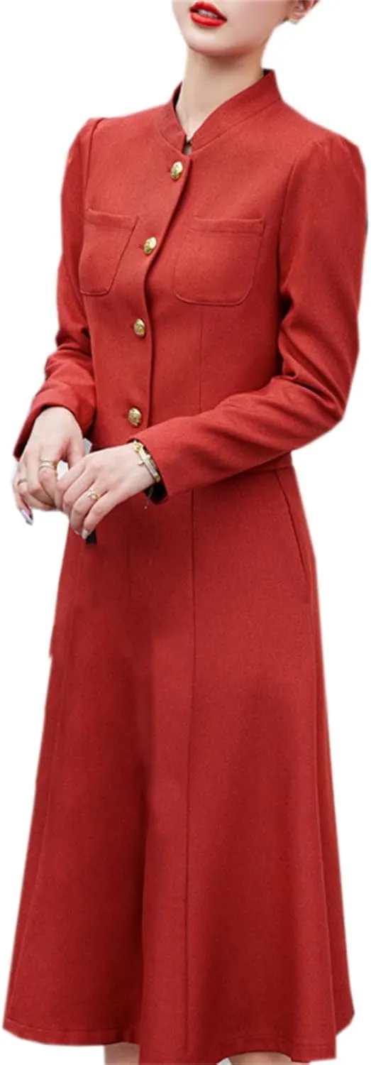 Betusline Women's Two Piece Outfits Business Short Blazer Jacket and High Waist Midi Skirt Suit Set