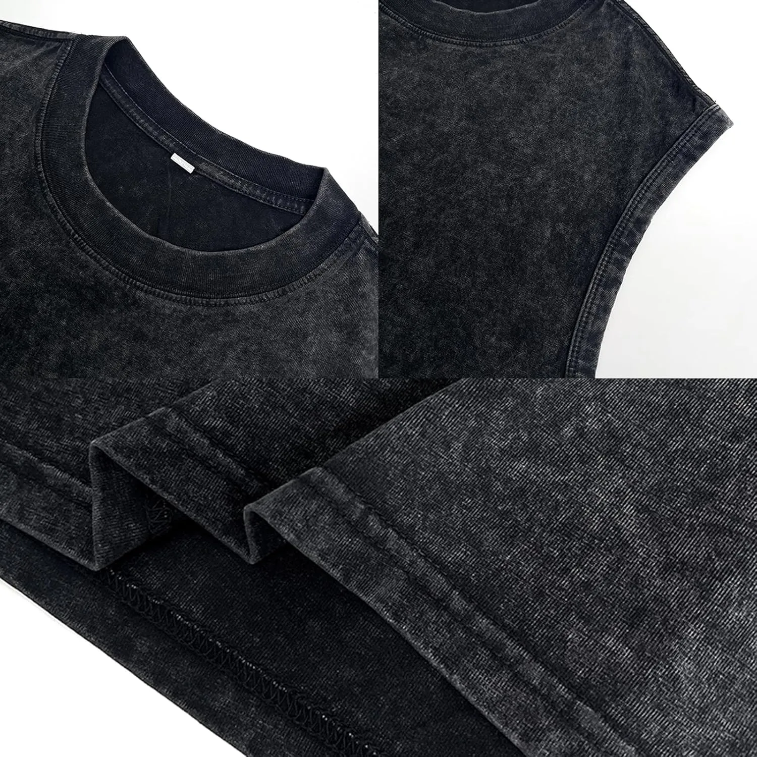 BINTEHGS Muscle Sleeveless Shirts for Men Cotton Summer Plain Gym Workout Tank Tops Crewneck Solid Loose Fit Hippie Tanks