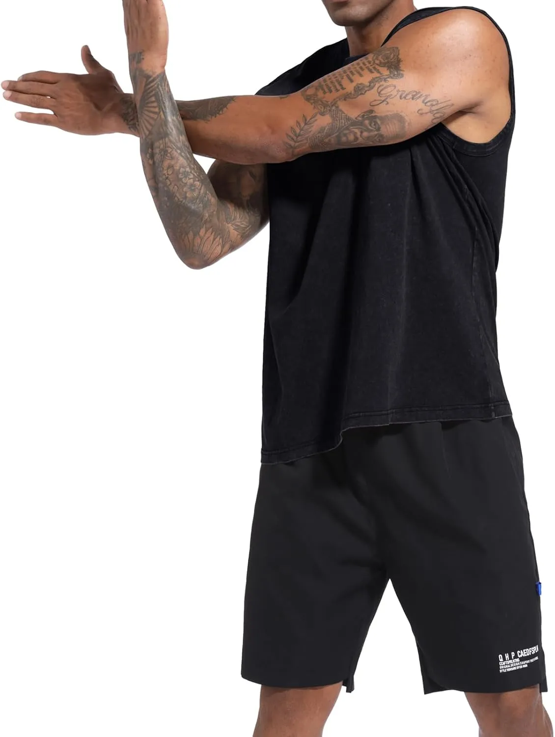 BINTEHGS Muscle Sleeveless Shirts for Men Cotton Summer Plain Gym Workout Tank Tops Crewneck Solid Loose Fit Hippie Tanks