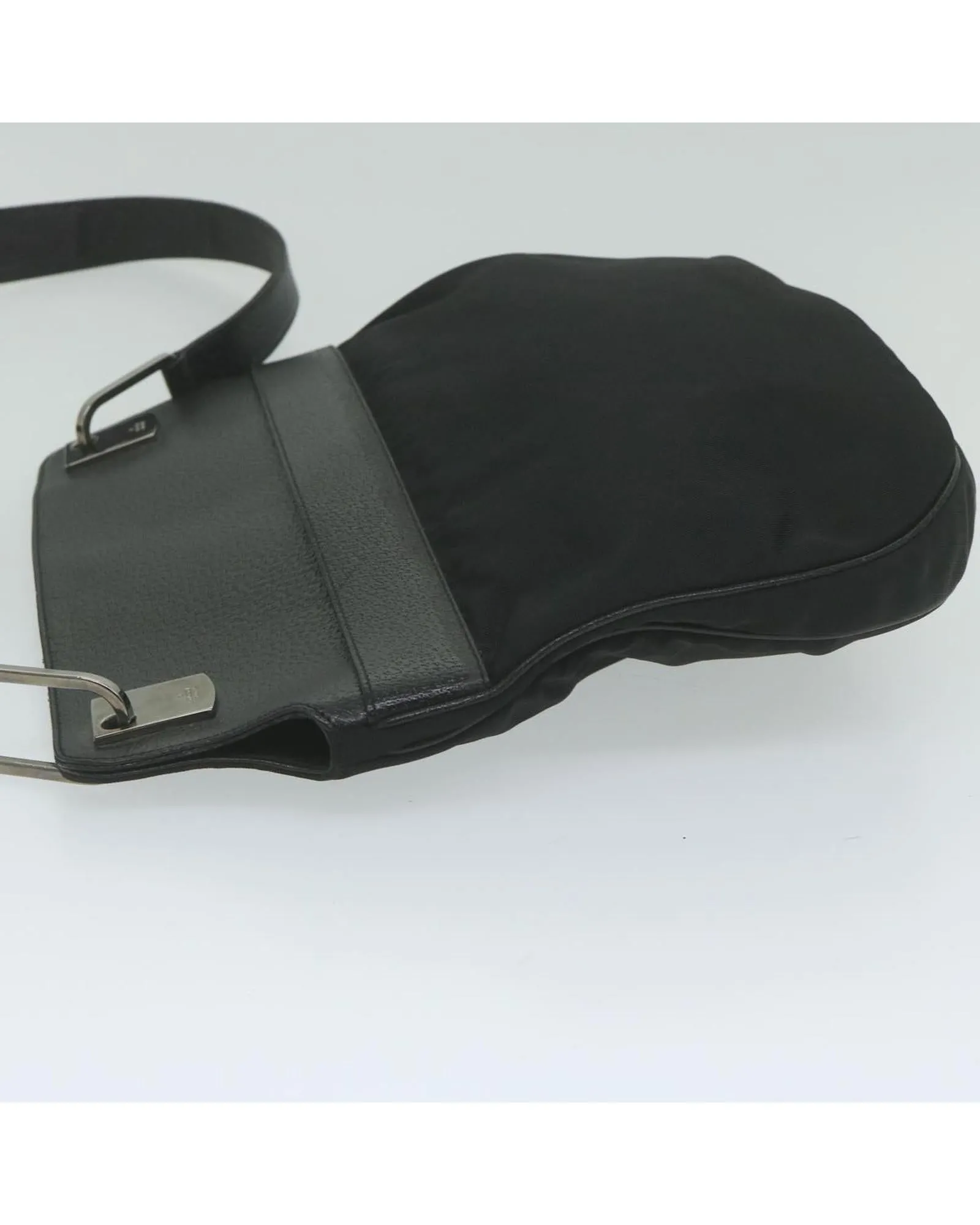 Black Nylon Leather Shoulder Bag - Italian Made