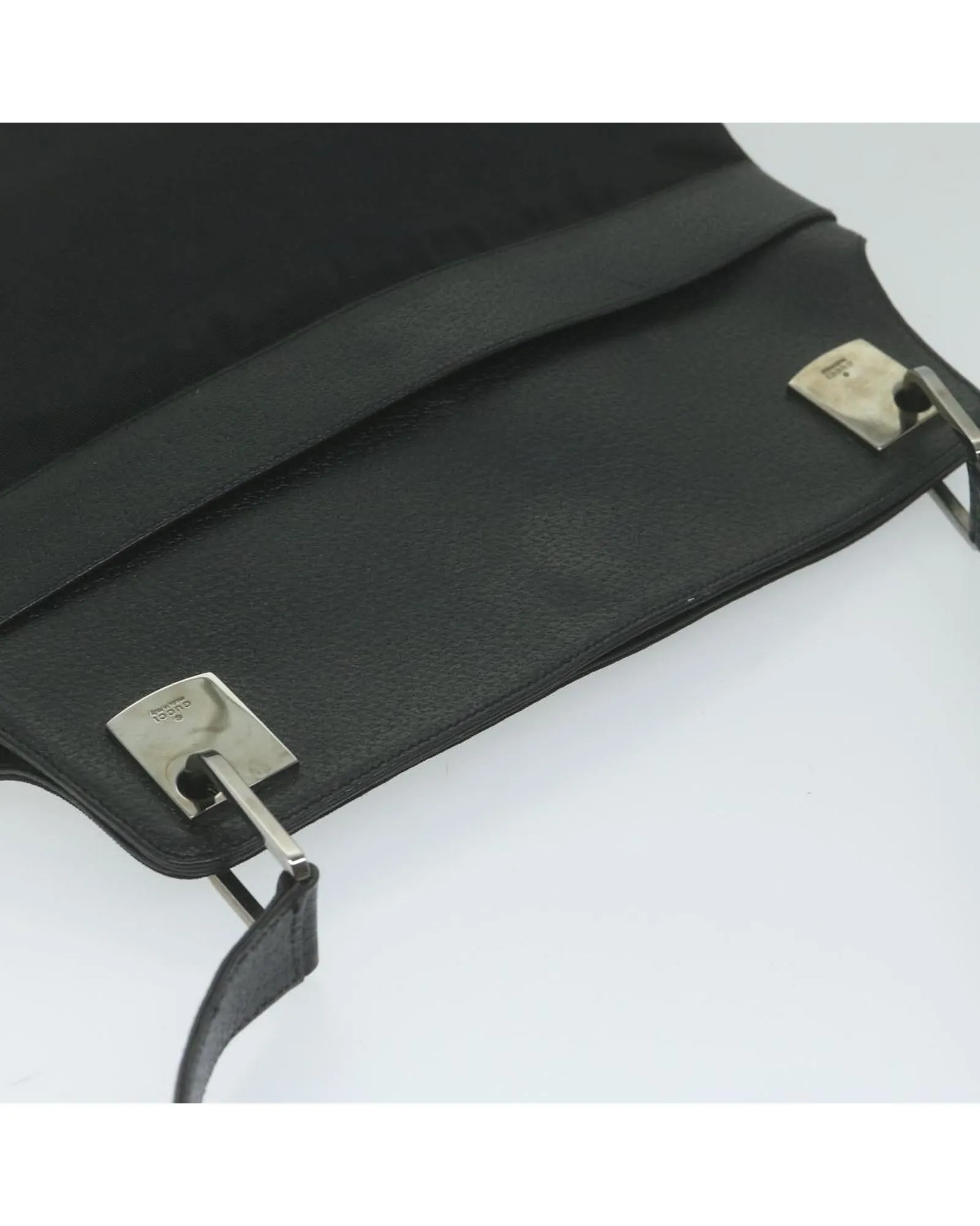 Black Nylon Leather Shoulder Bag - Italian Made