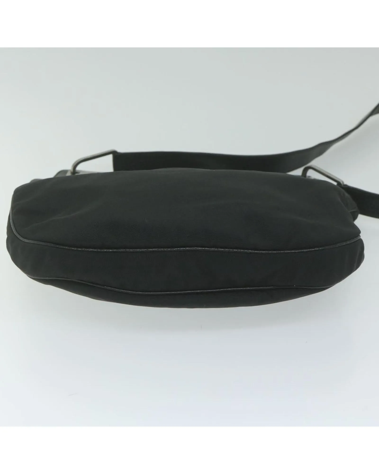 Black Nylon Leather Shoulder Bag - Italian Made