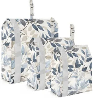 Blue Gray Leaves Packing Cubes for Suitcases 3 Set Compression Expandable Luggage Packing Organizers for Carry on Suitcase Travel Accessories Luggage Organizer Bags Set