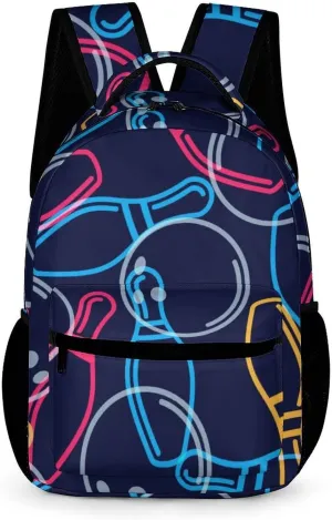 Bowling Ball Bowling Pins Travel Backpack Cute Daypack Laptops Back Pack Purse Computer Bag for Men Women