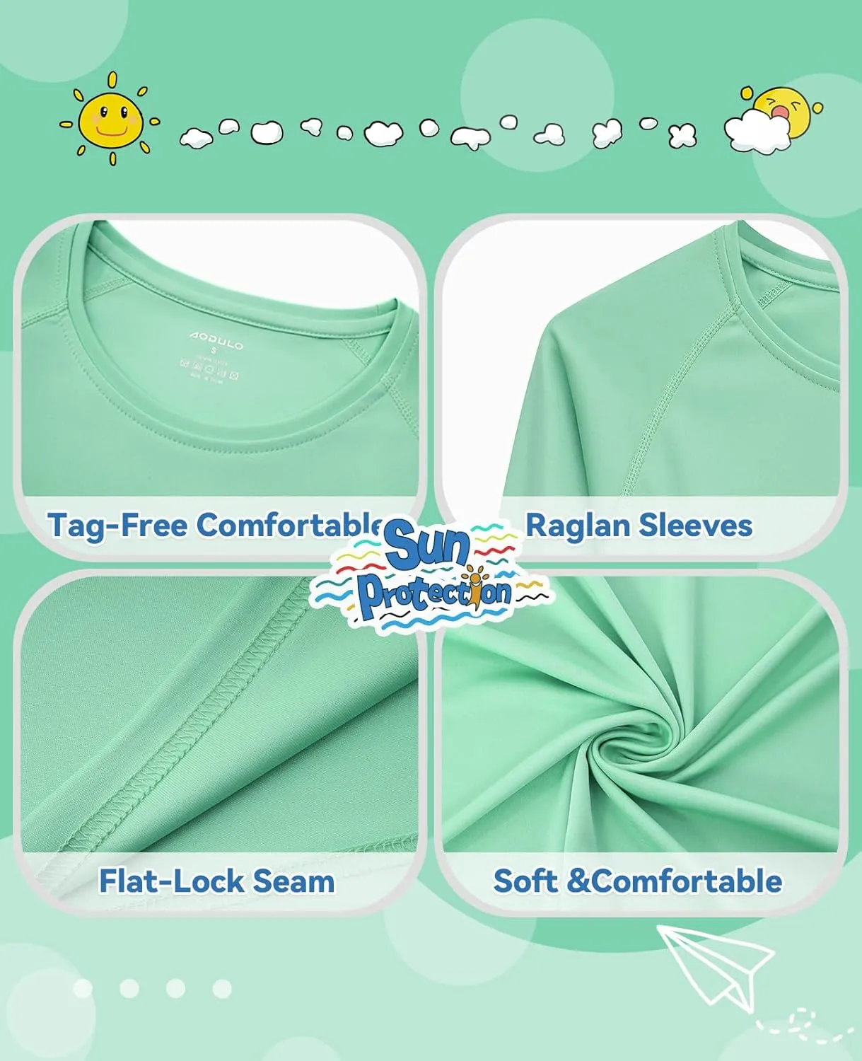 Boys Girls Long Sleeve Sun Shirts Rashguard UPF50 UV Quick Dry Athletic Hiking Fishing Golf Workout Play Water Size 6-14