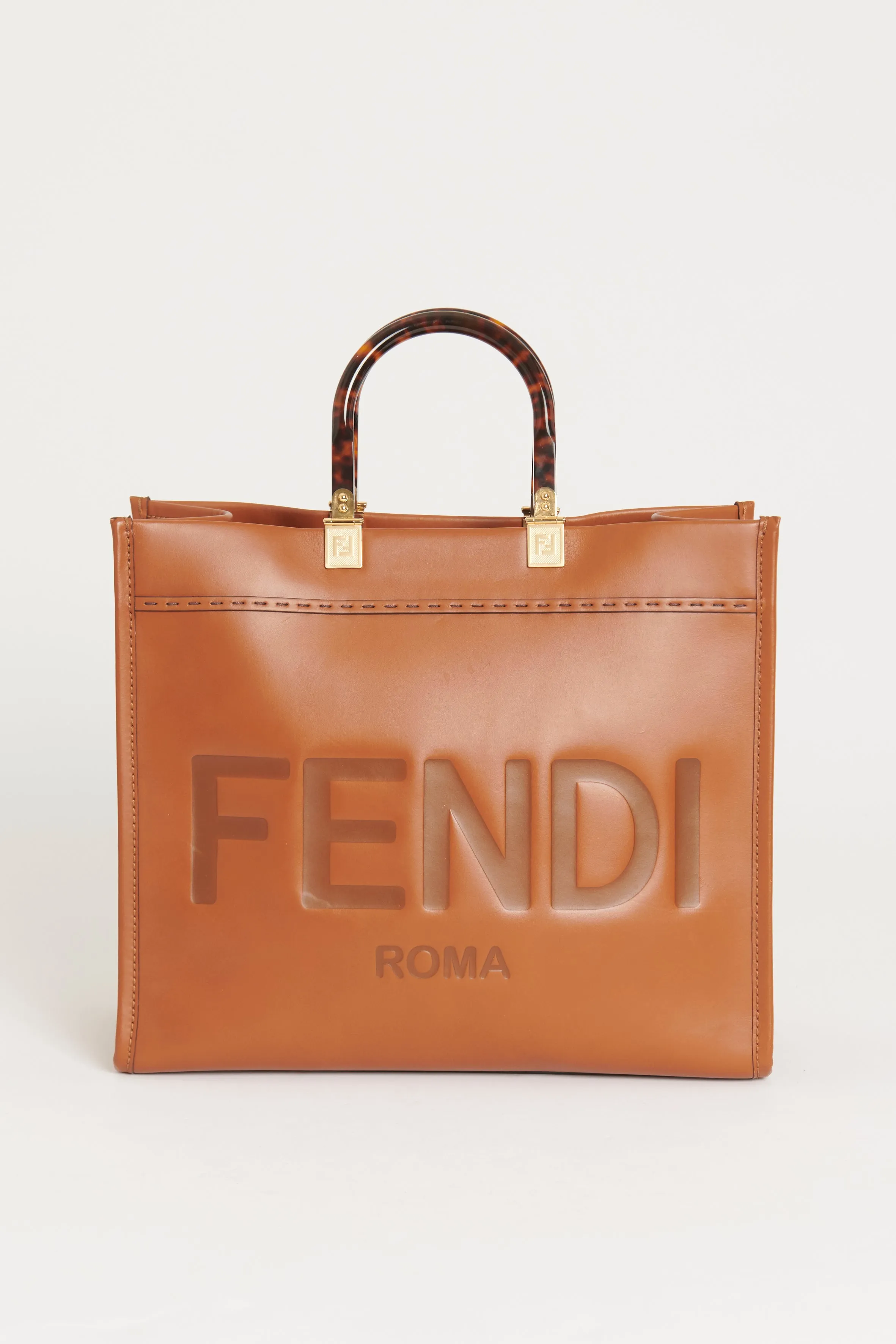 Brown Calfskin Preowned Sunshine Shopper