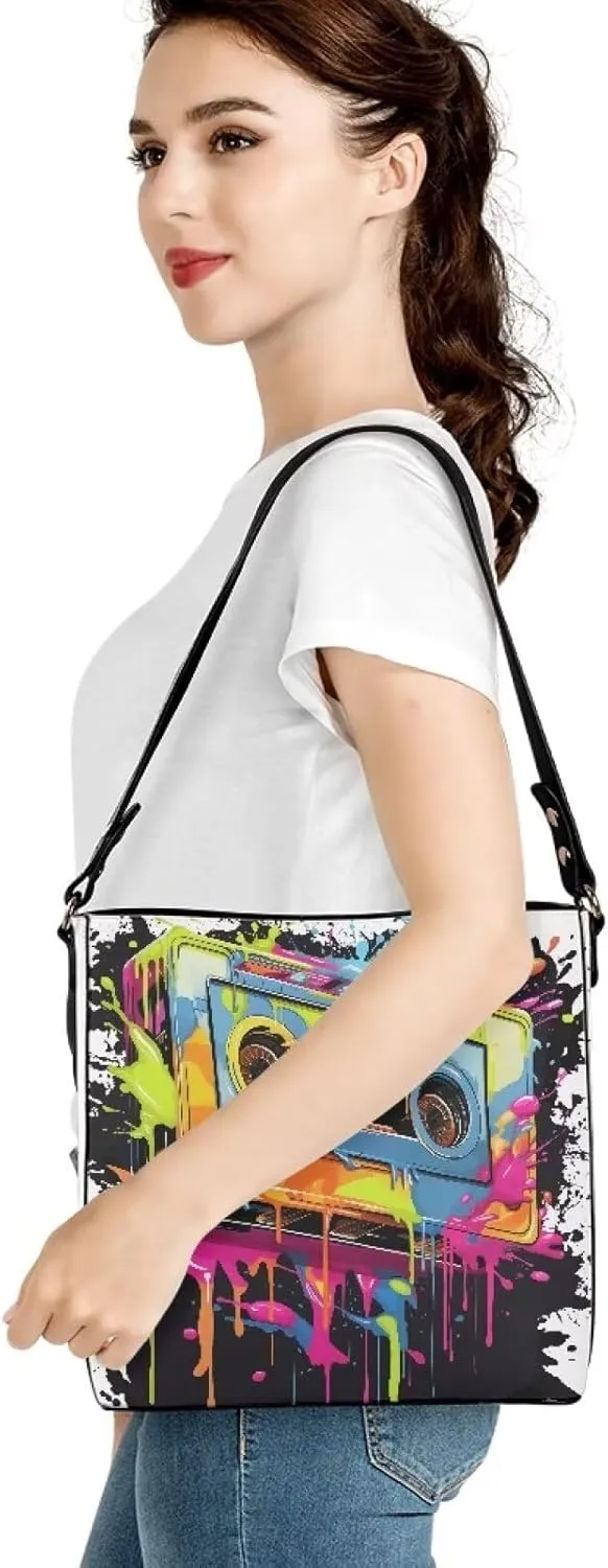 Bucket Handbags Hobo Shoulder Bags for Women PU Leather Tote Purse, Large Ladies Crossbody Satchel Bag